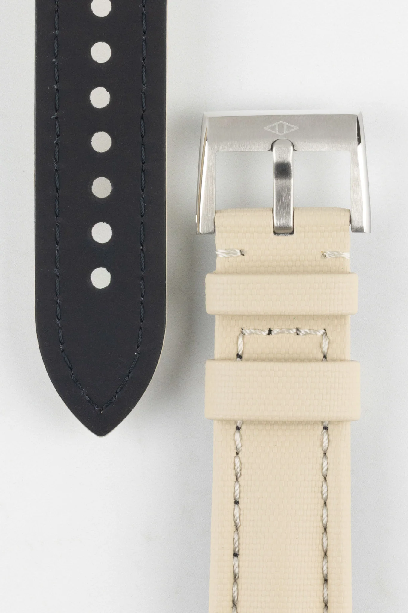 Artem Straps Classic Beige Sailcloth Watch Strap with Beige Stitching - Image 3