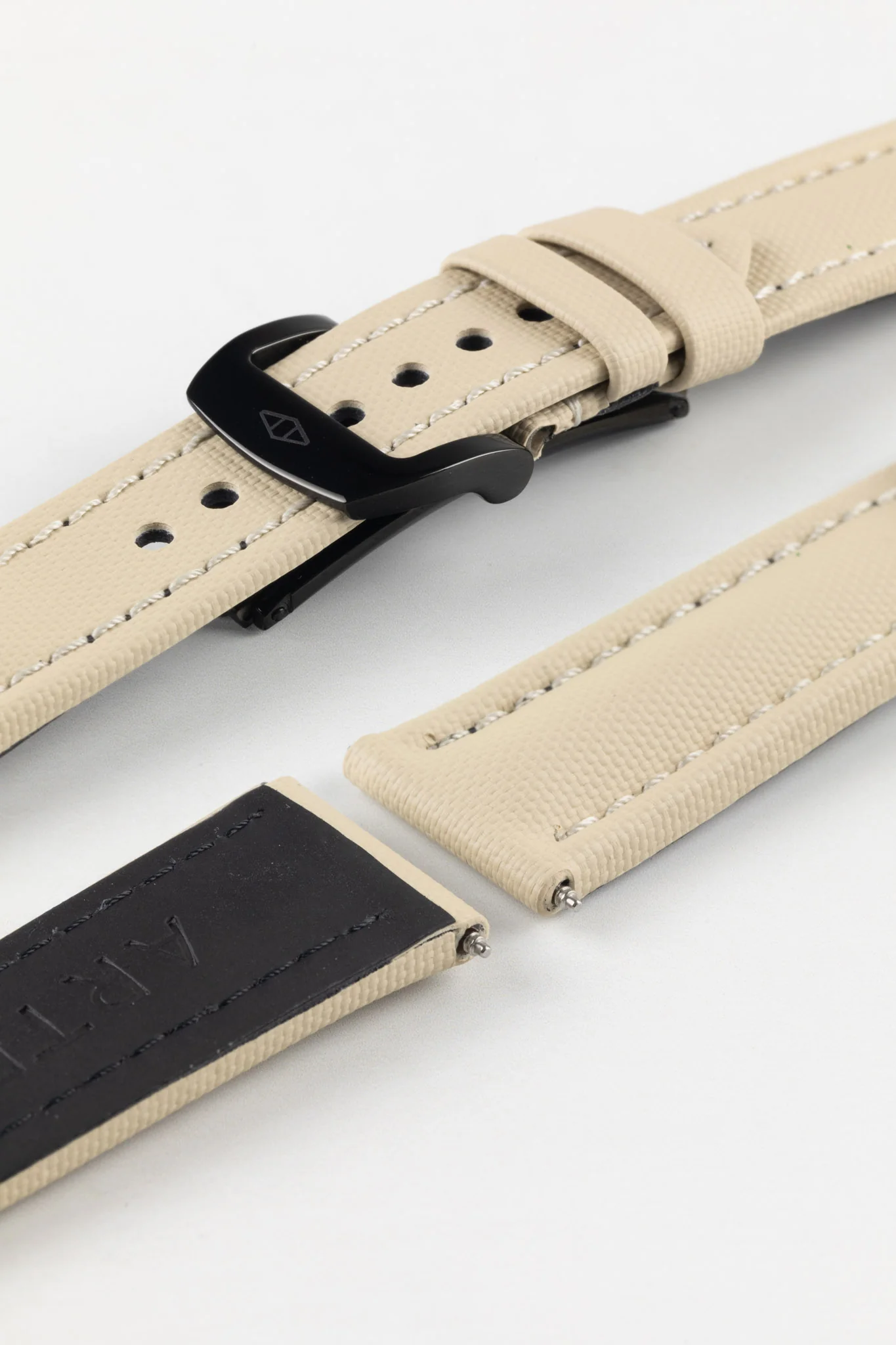 Artem Straps Classic Beige Sailcloth Watch Strap with Beige Stitching - Image 7