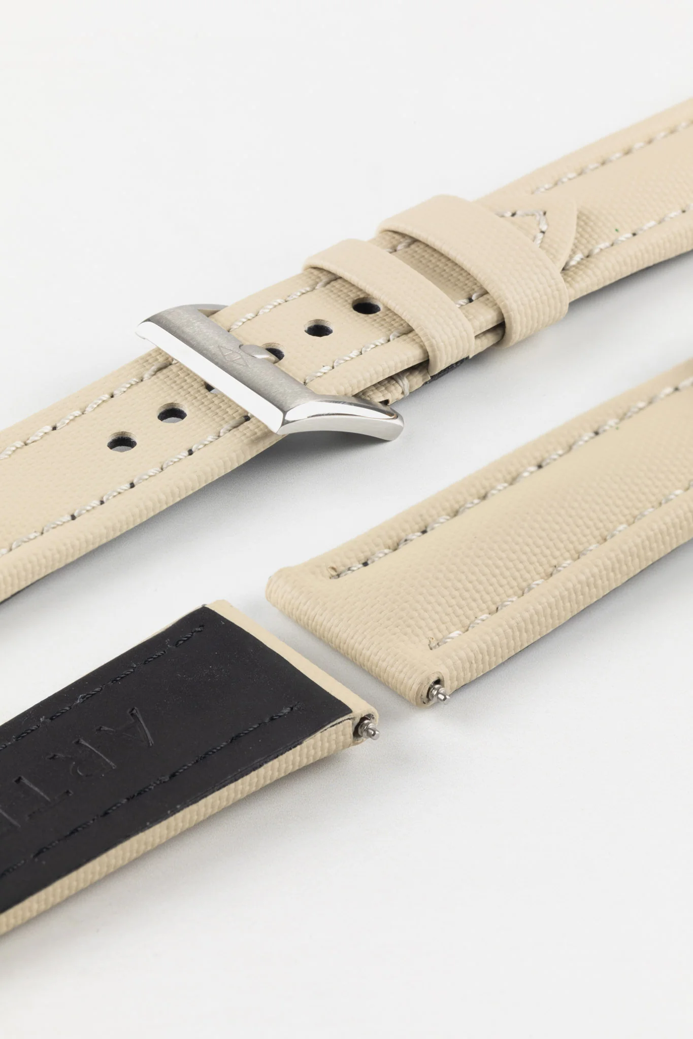 Artem Straps Classic Beige Sailcloth Watch Strap with Beige Stitching - Image 8