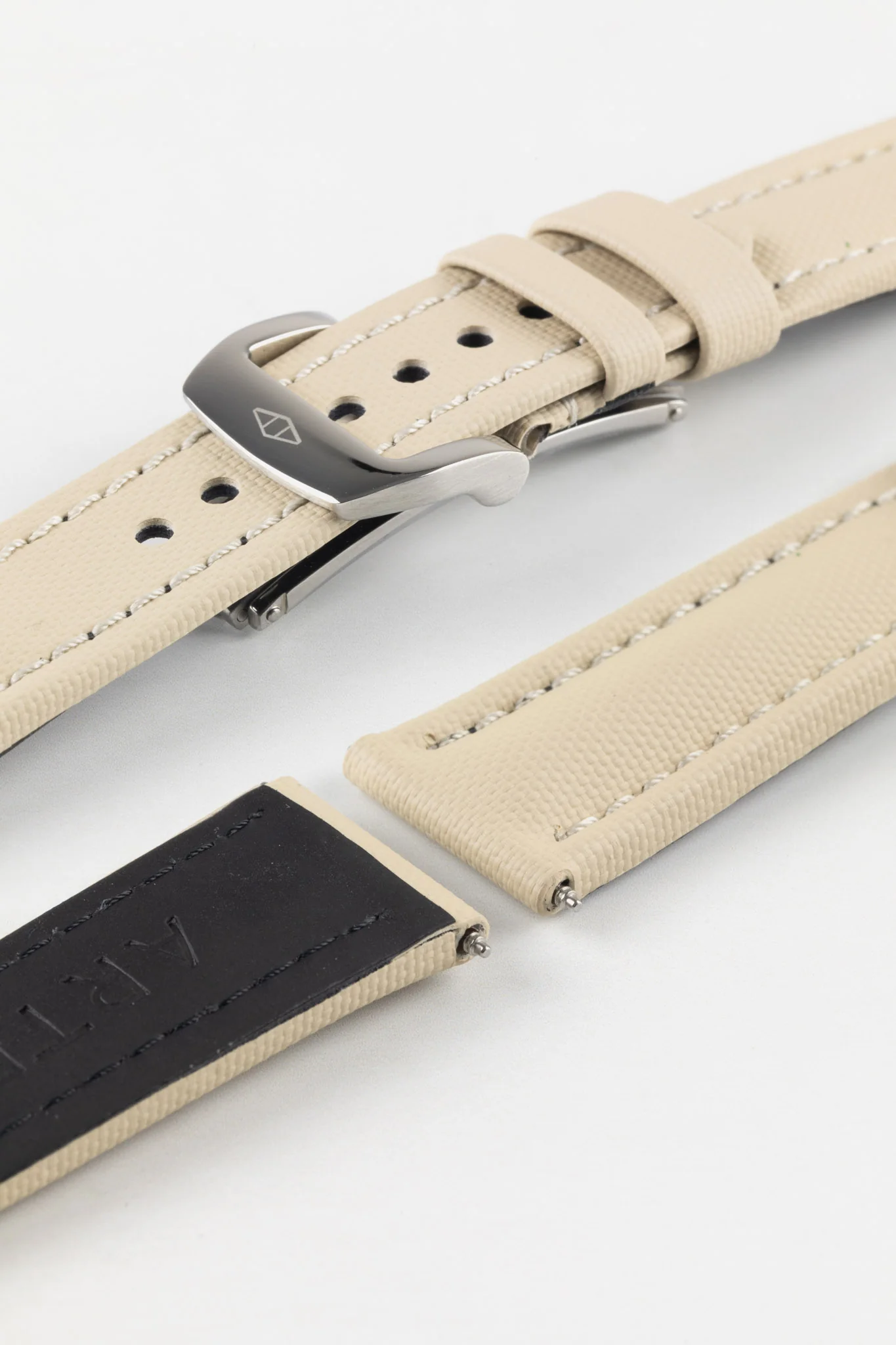 Artem Straps Classic Beige Sailcloth Watch Strap with Beige Stitching - Image 9