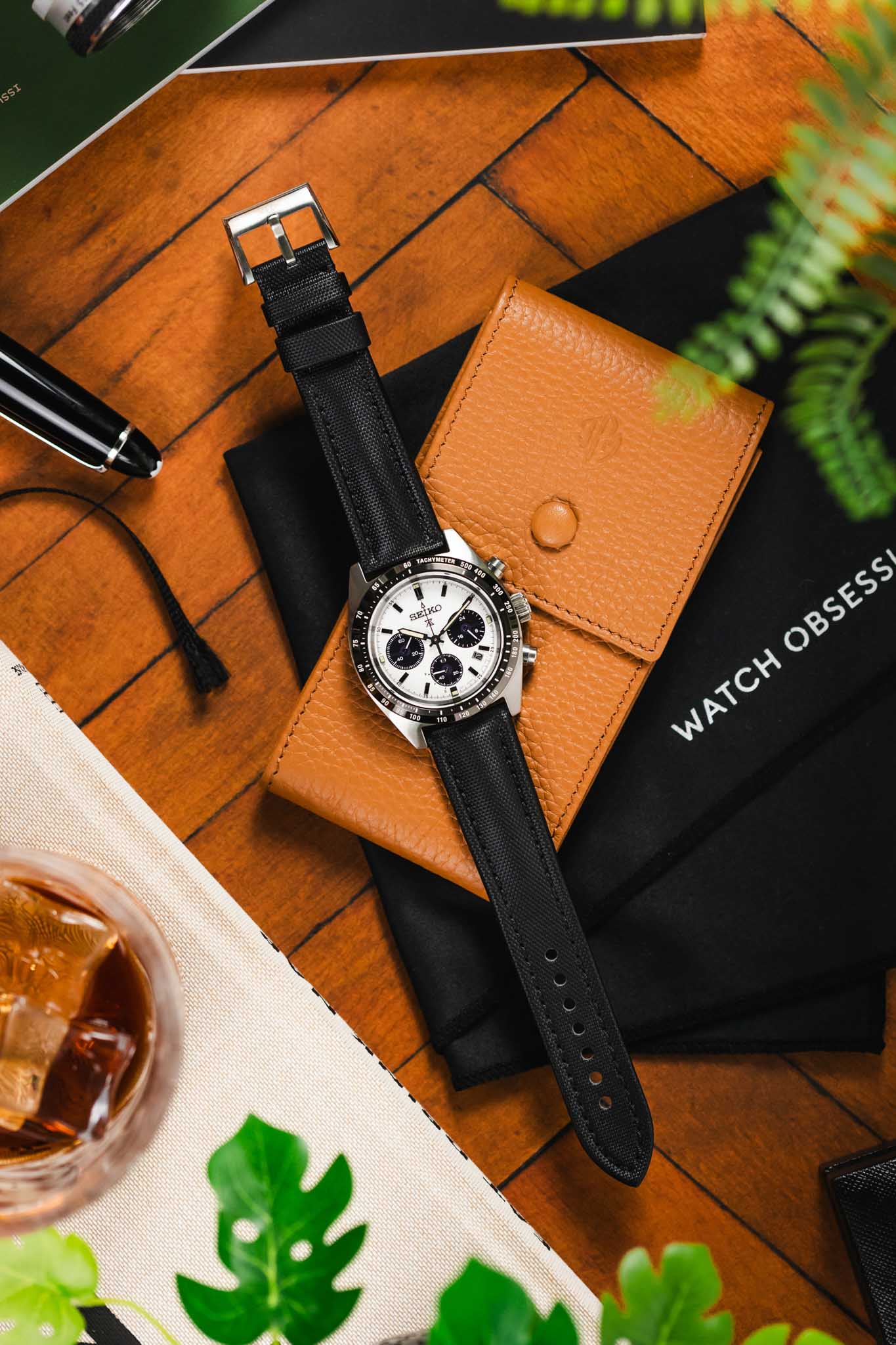 Artem Straps Classic Black Sailcloth Watch Strap with Black Stitching - Image 11