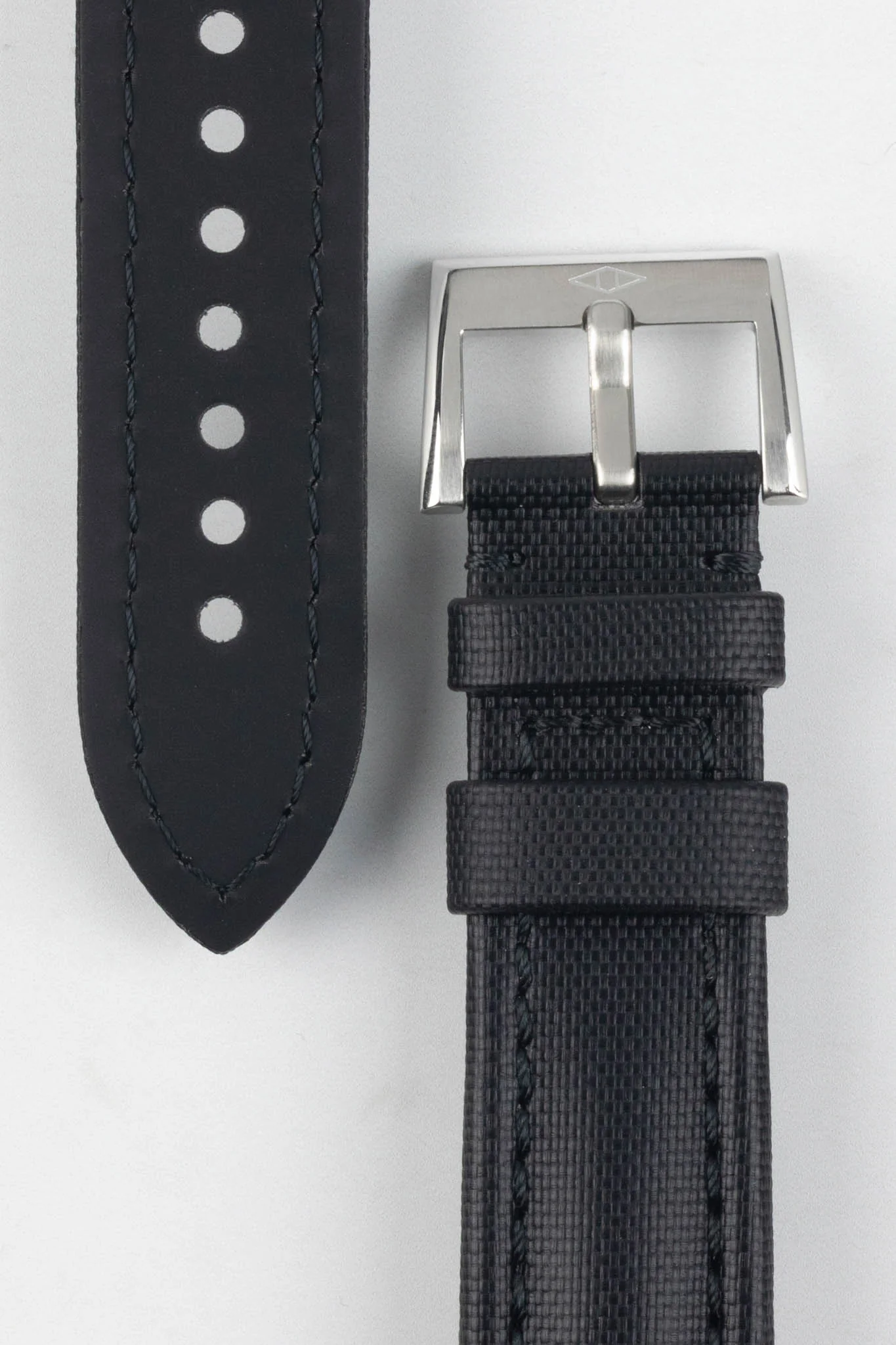 Artem Straps Classic Black Sailcloth Watch Strap with Black Stitching - Image 3