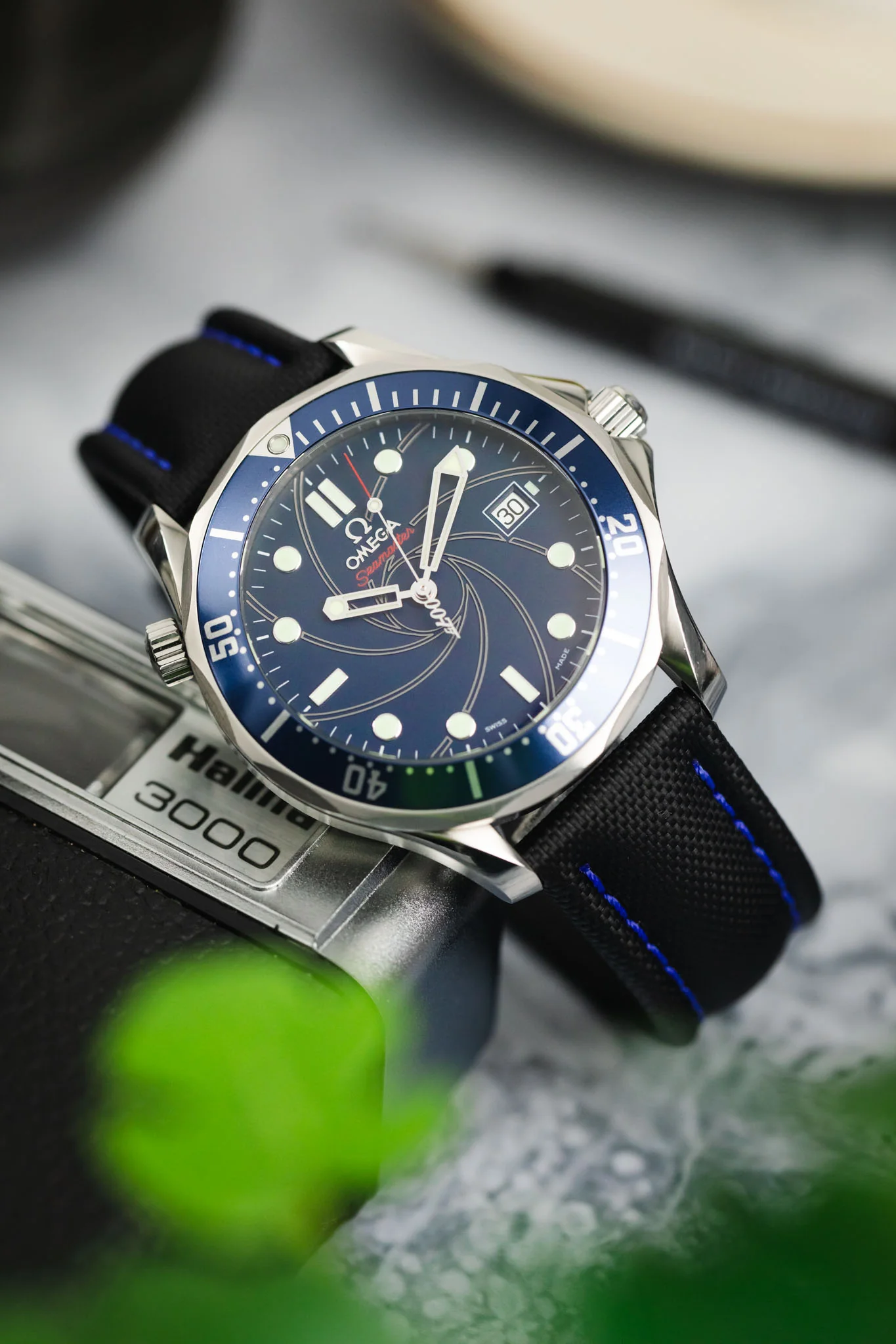 Artem Straps Classic Black Sailcloth Watch Strap with Blue Stitching - Image 4