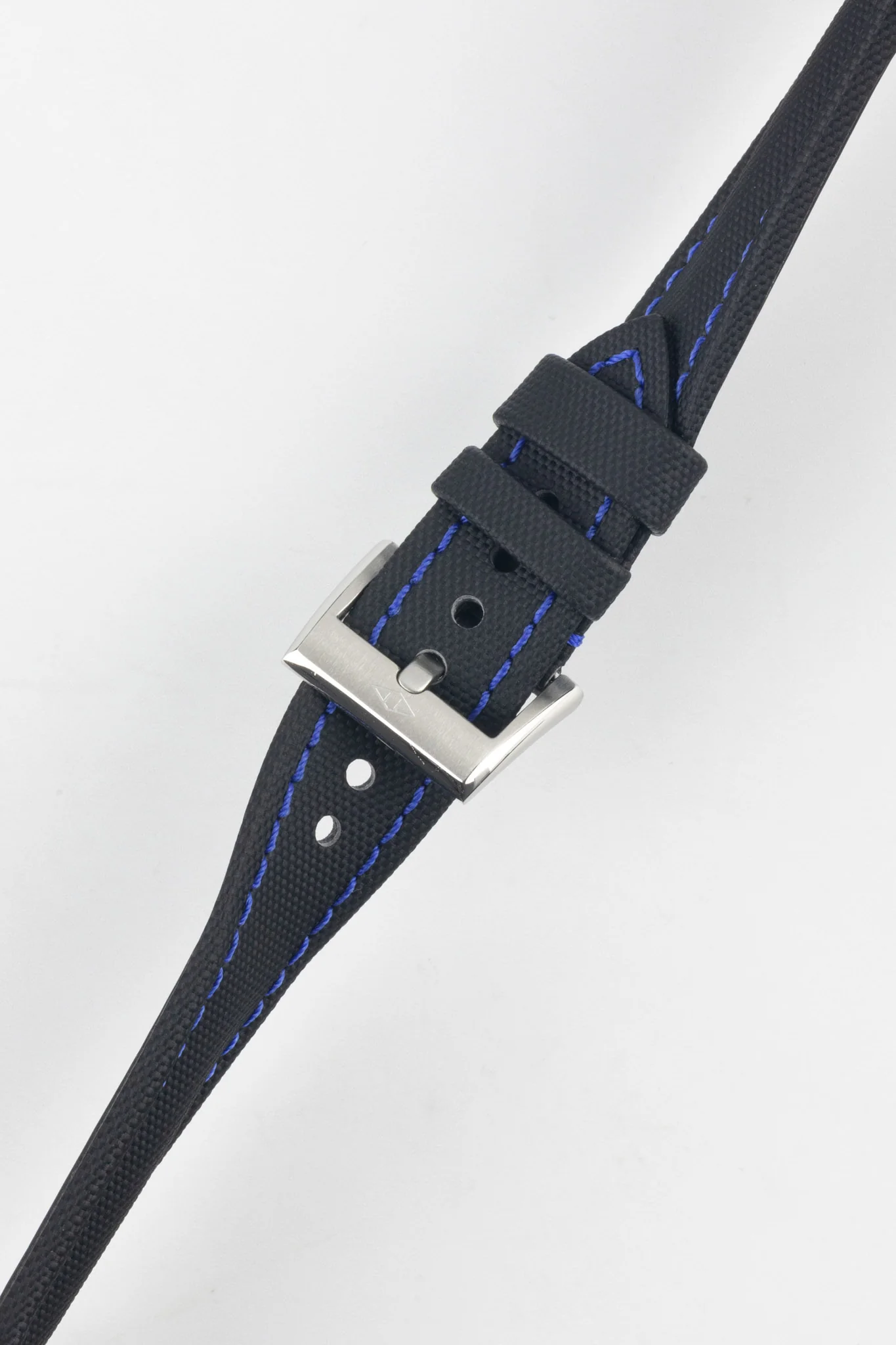 Artem Straps Classic Black Sailcloth Watch Strap with Blue Stitching - Image 5