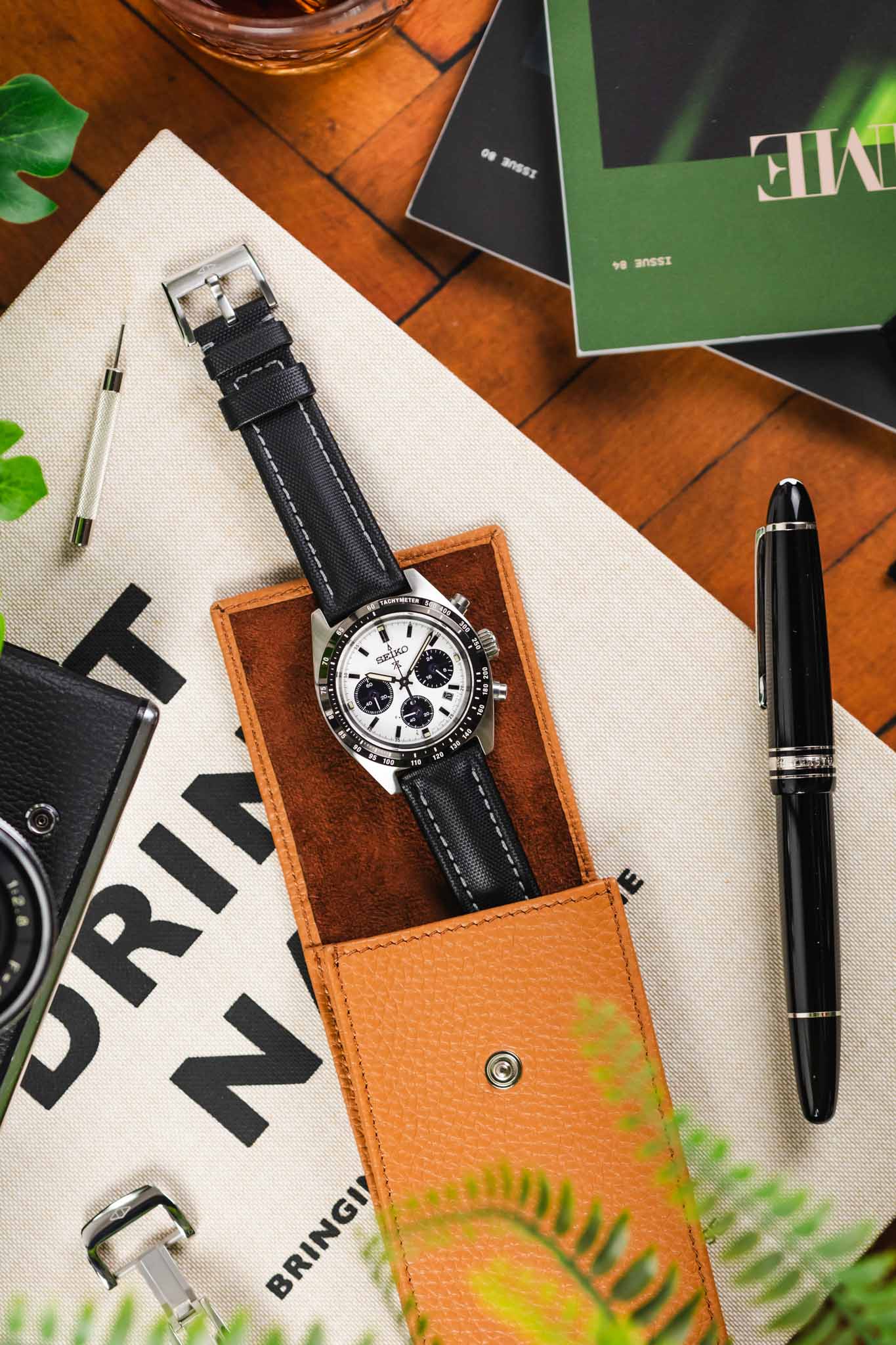 Artem Straps Classic Black Sailcloth Watch Strap with Grey Stitching - Image 11