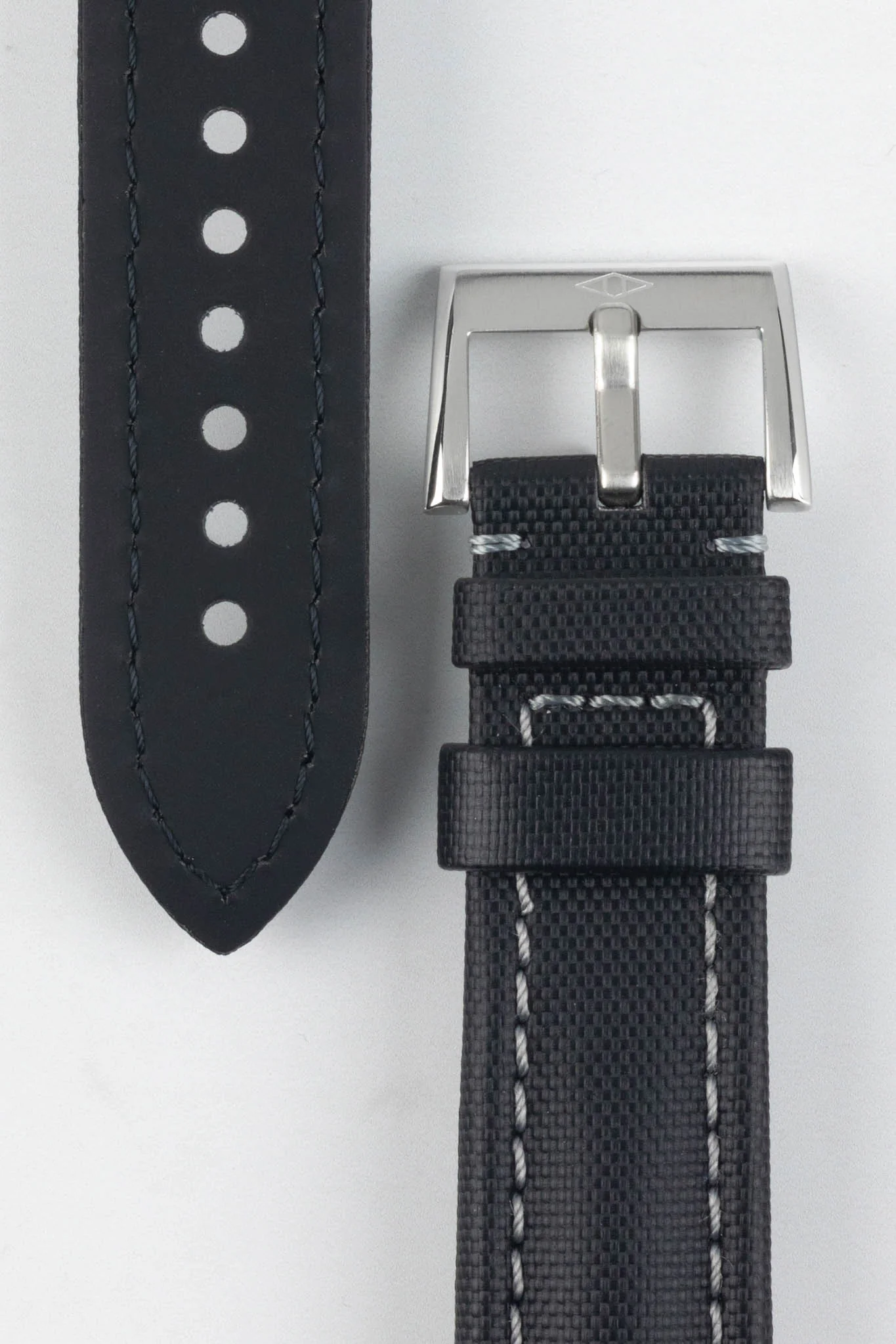 Artem Straps Classic Black Sailcloth Watch Strap with Grey Stitching - Image 3