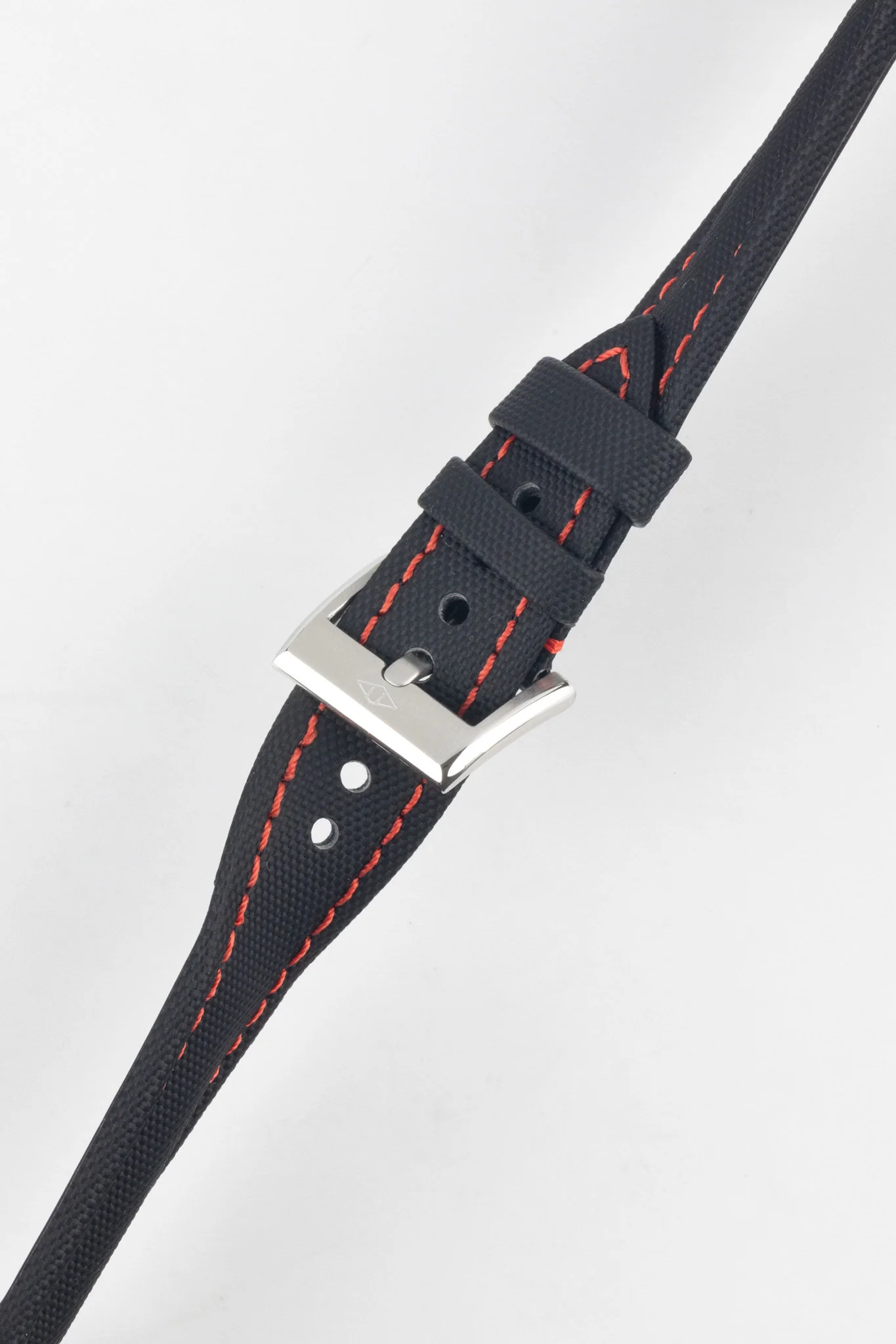 Artem Straps Classic Black Sailcloth Watch Strap with Red Stitching - Image 5