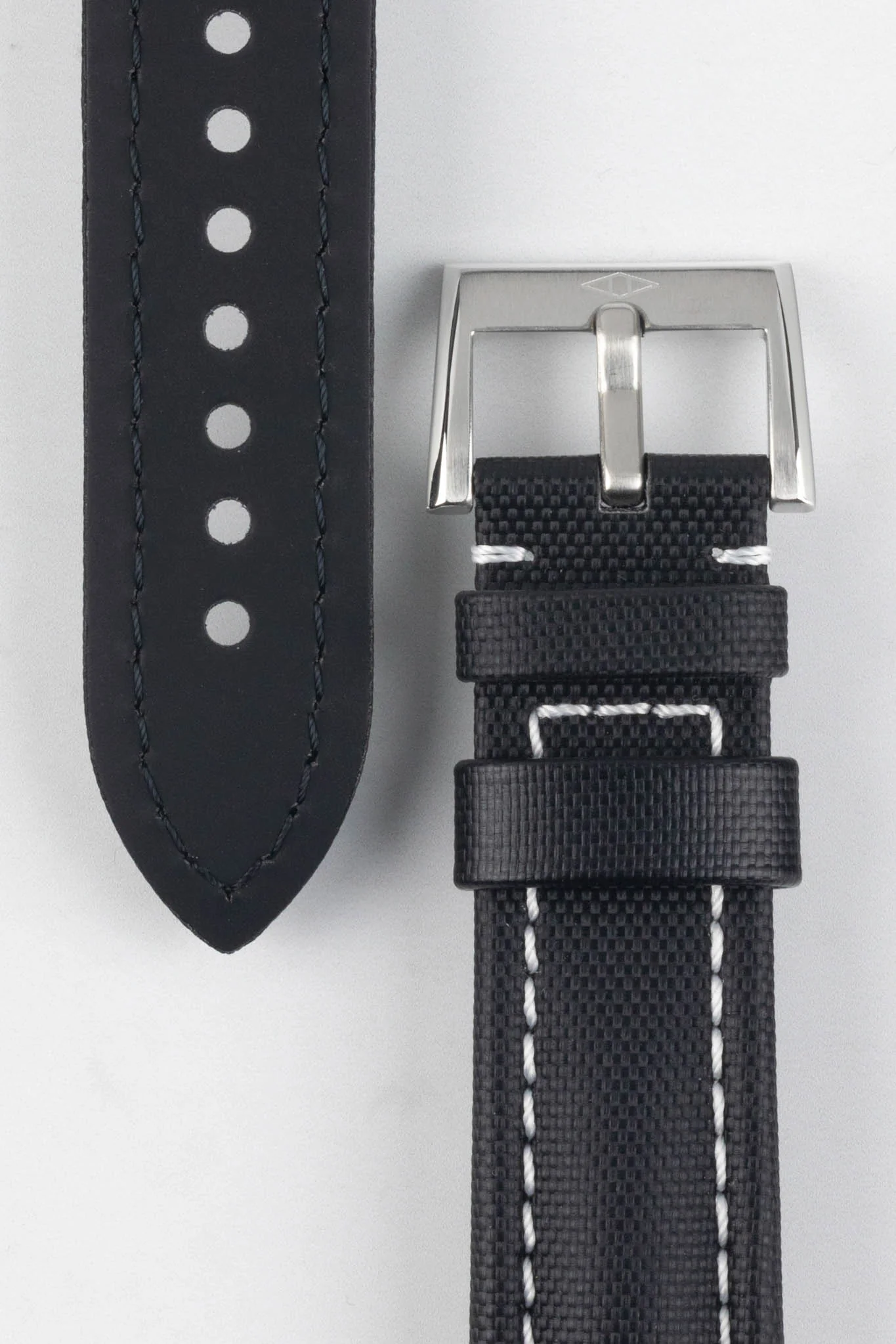 Artem Straps Classic Black Sailcloth Watch Strap with White Stitching - Image 3