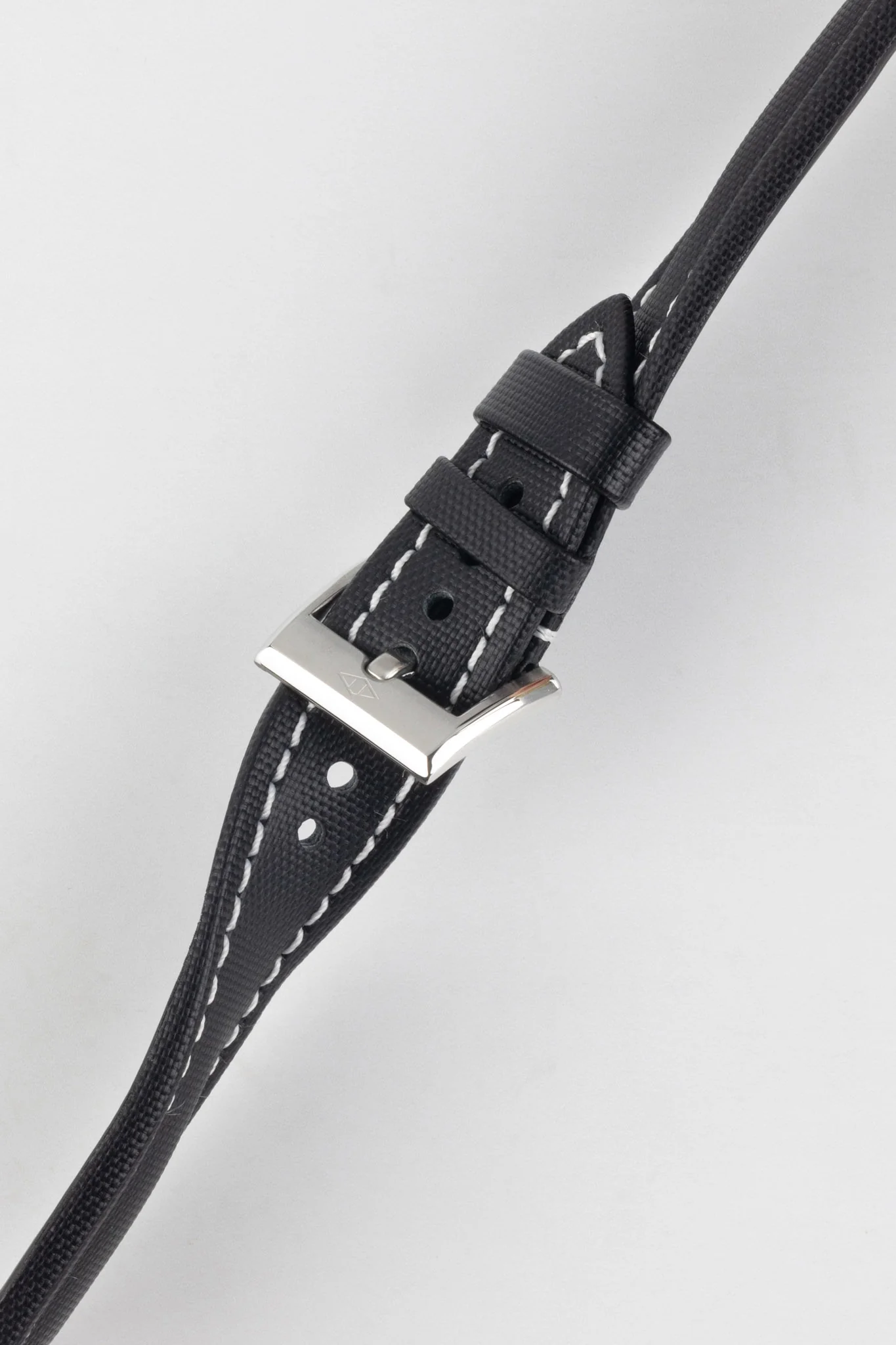 Artem Straps Classic Black Sailcloth Watch Strap with White Stitching - Image 5
