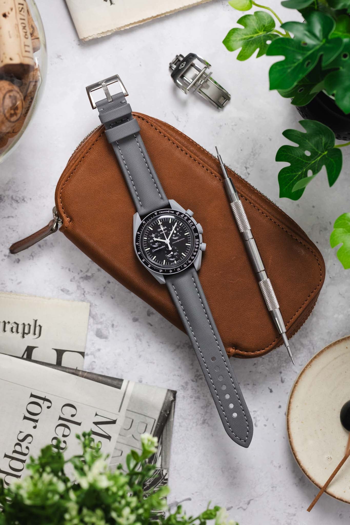 Artem Straps Classic Grey Sailcloth Watch Strap with Grey Stitching - Image 11