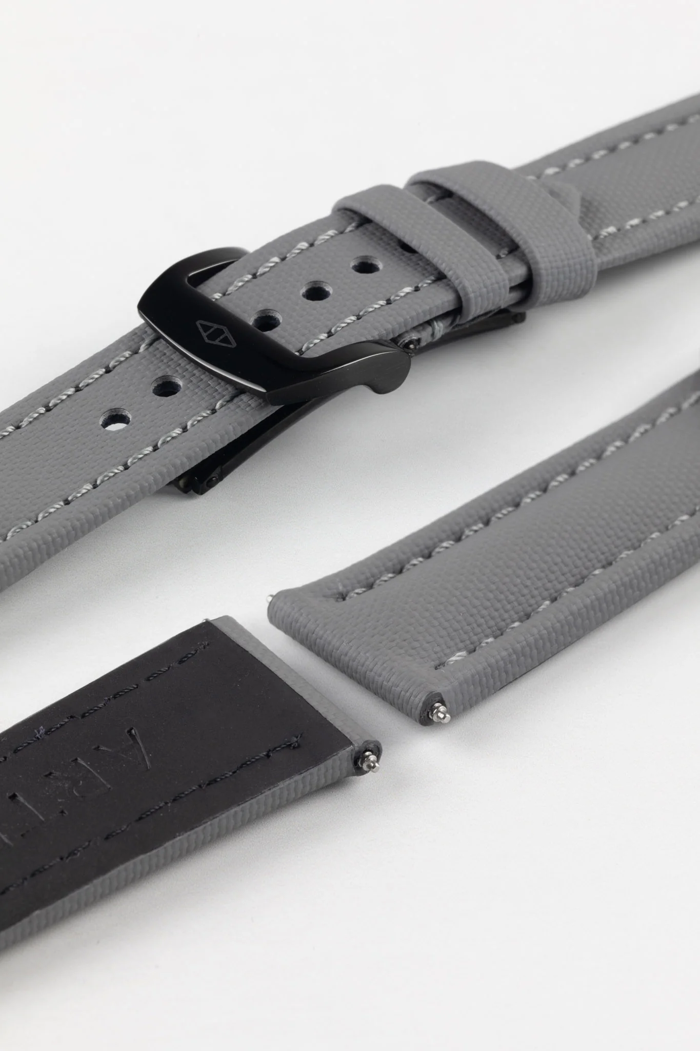 Artem Straps Classic Grey Sailcloth Watch Strap with Grey Stitching - Image 7