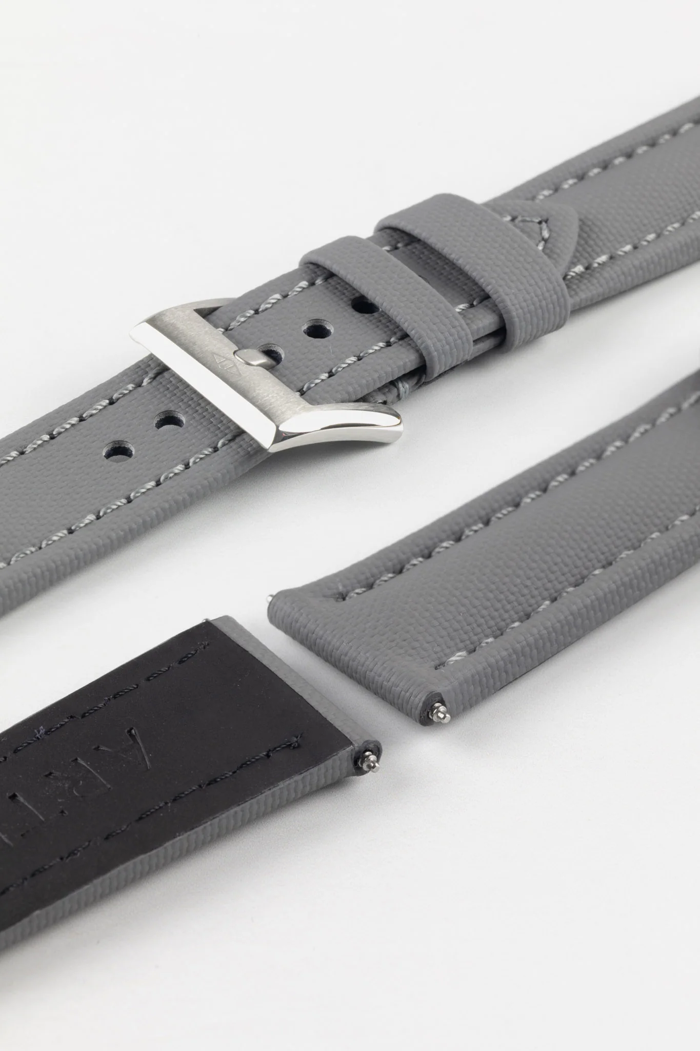 Artem Straps Classic Grey Sailcloth Watch Strap with Grey Stitching - Image 8
