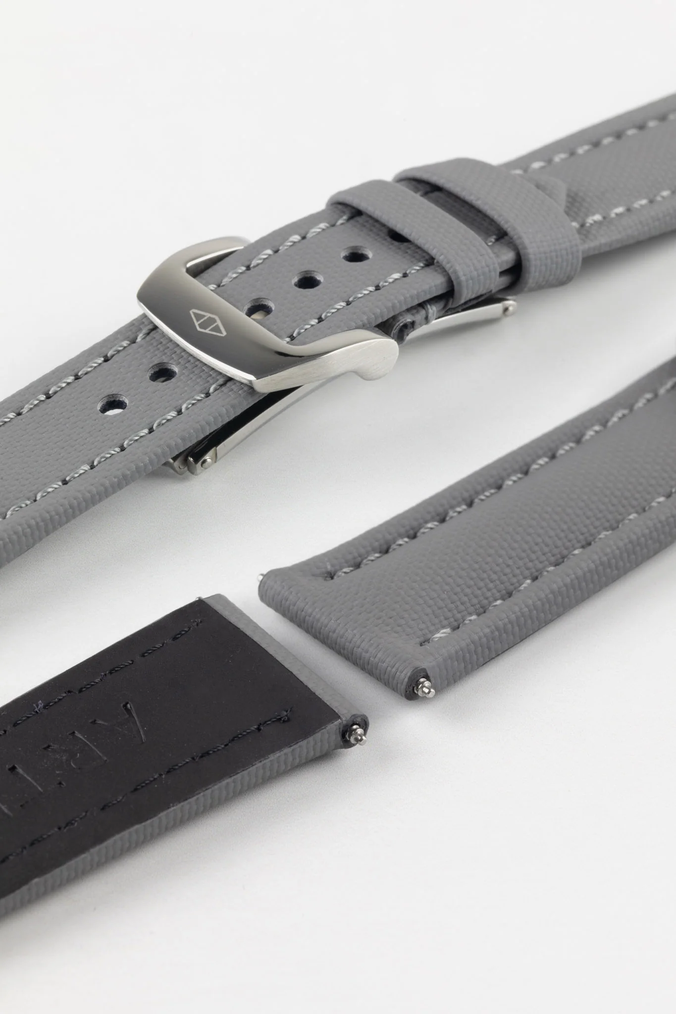 Artem Straps Classic Grey Sailcloth Watch Strap with Grey Stitching - Image 9