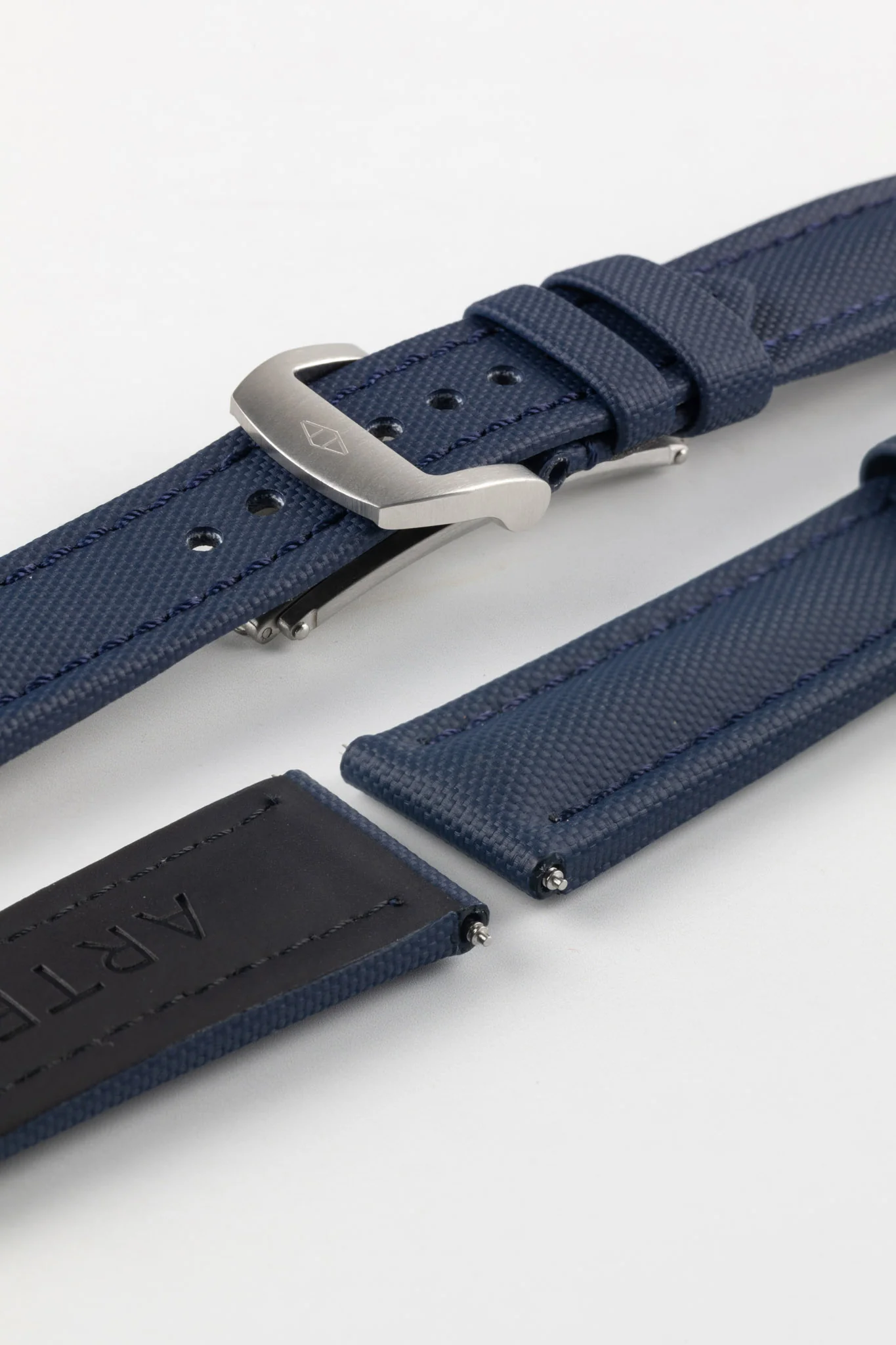 Artem Straps Classic Navy Blue Sailcloth Watch Strap with Navy Blue Stitching - Image 10