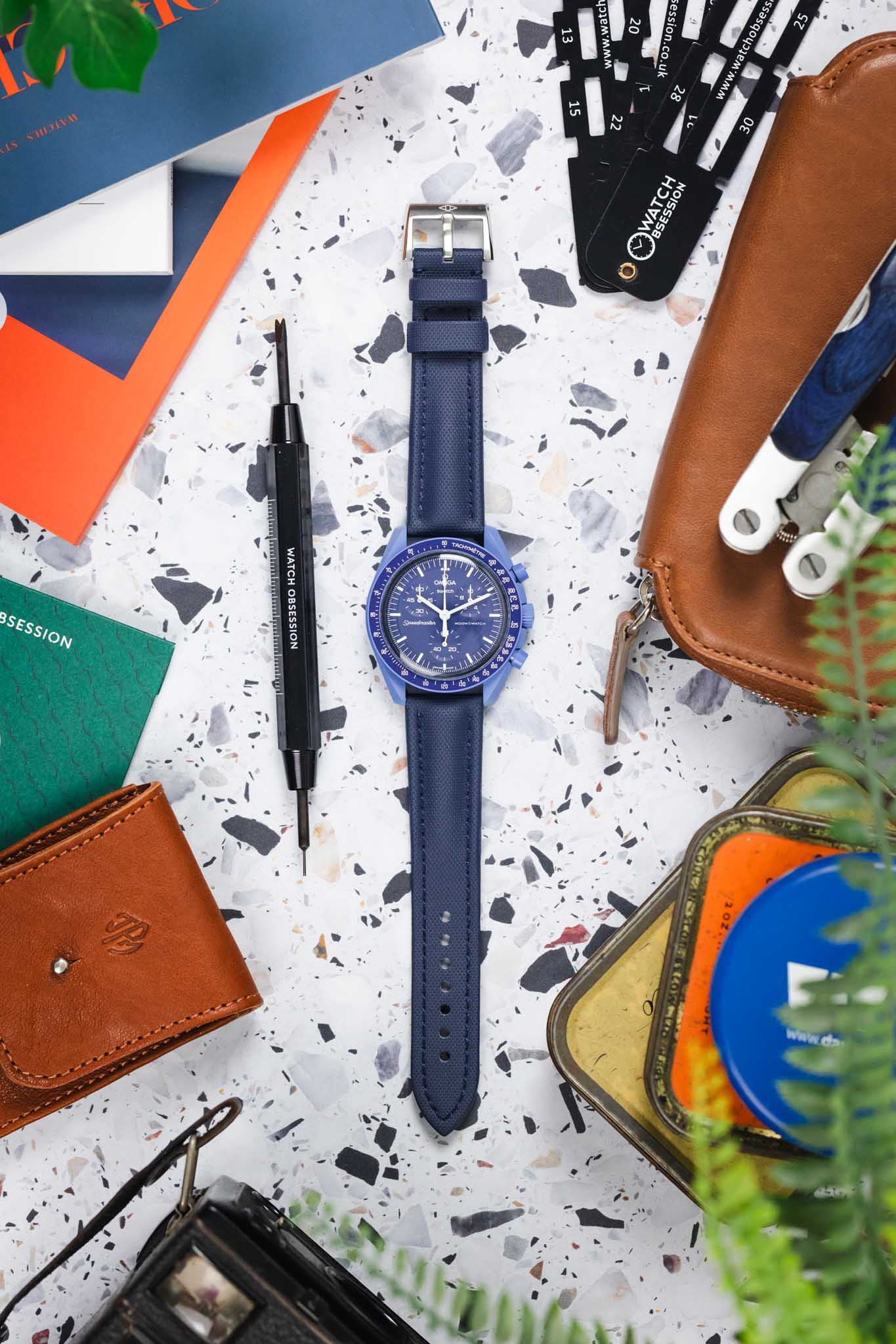 Artem Straps Classic Navy Blue Sailcloth Watch Strap with Navy Blue Stitching - Image 11