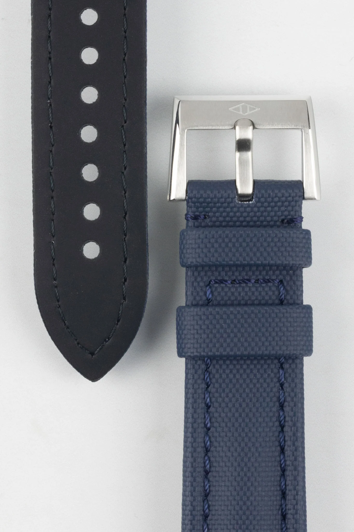 Artem Straps Classic Navy Blue Sailcloth Watch Strap with Navy Blue Stitching - Image 3