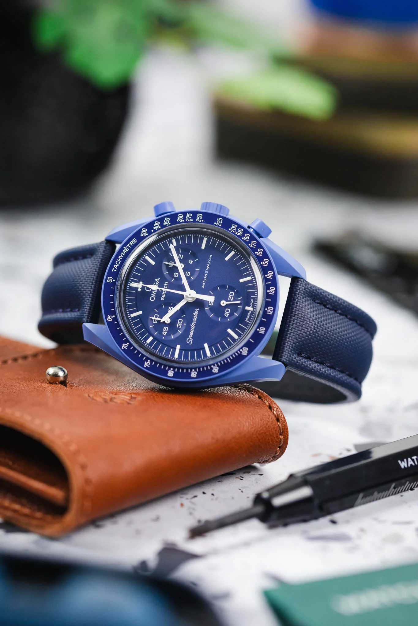 Artem Straps Classic Navy Blue Sailcloth Watch Strap with Navy Blue Stitching - Image 4