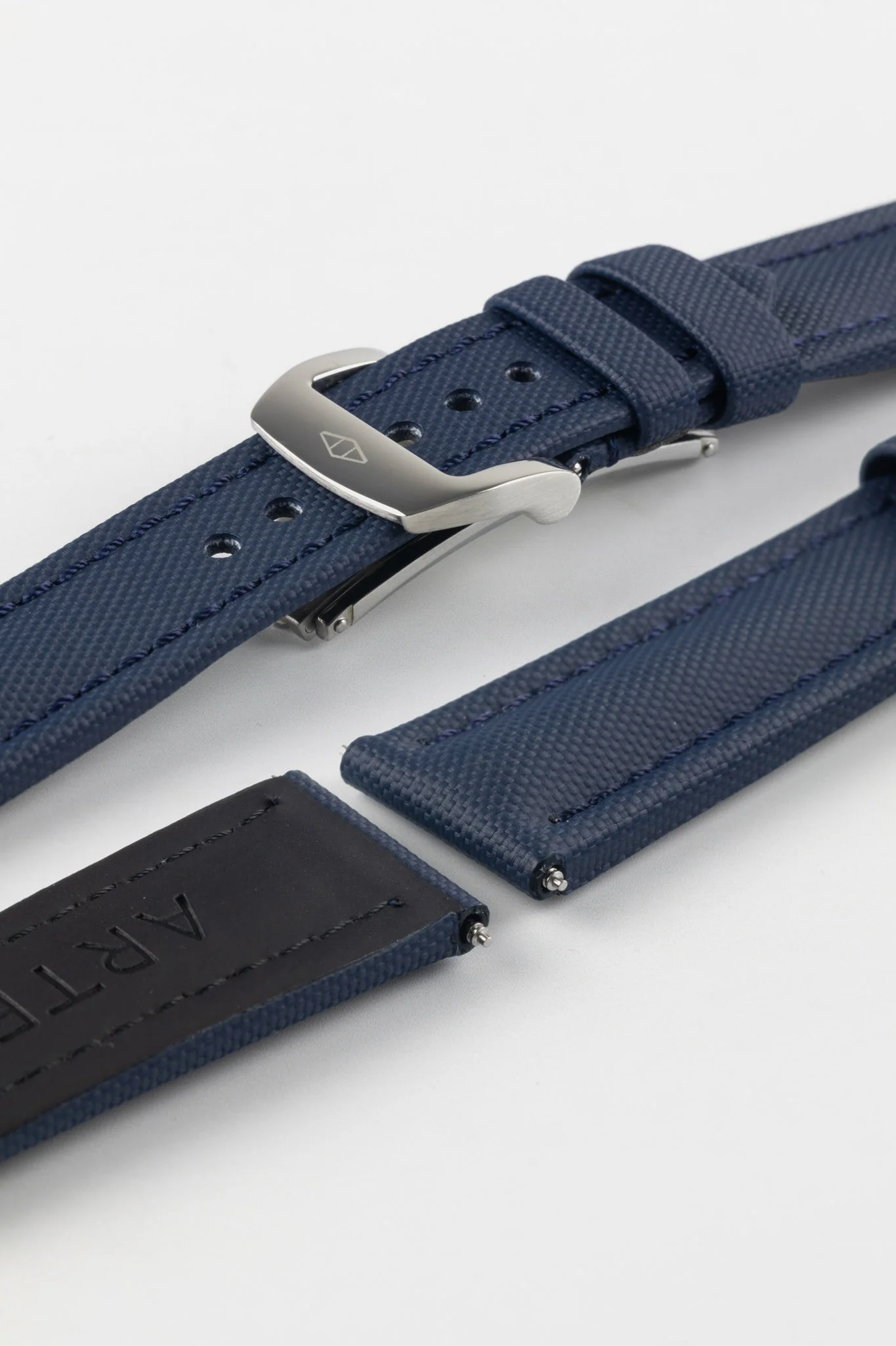 Artem Straps Classic Navy Blue Sailcloth Watch Strap with Navy Blue Stitching - Image 9