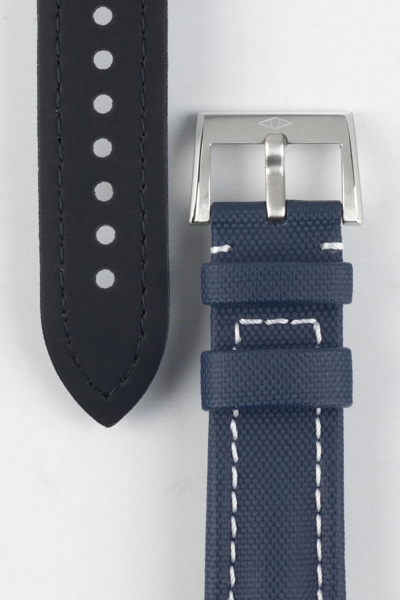 Artem Straps Classic Navy Blue Sailcloth Watch Strap with White Stitching - Image 3