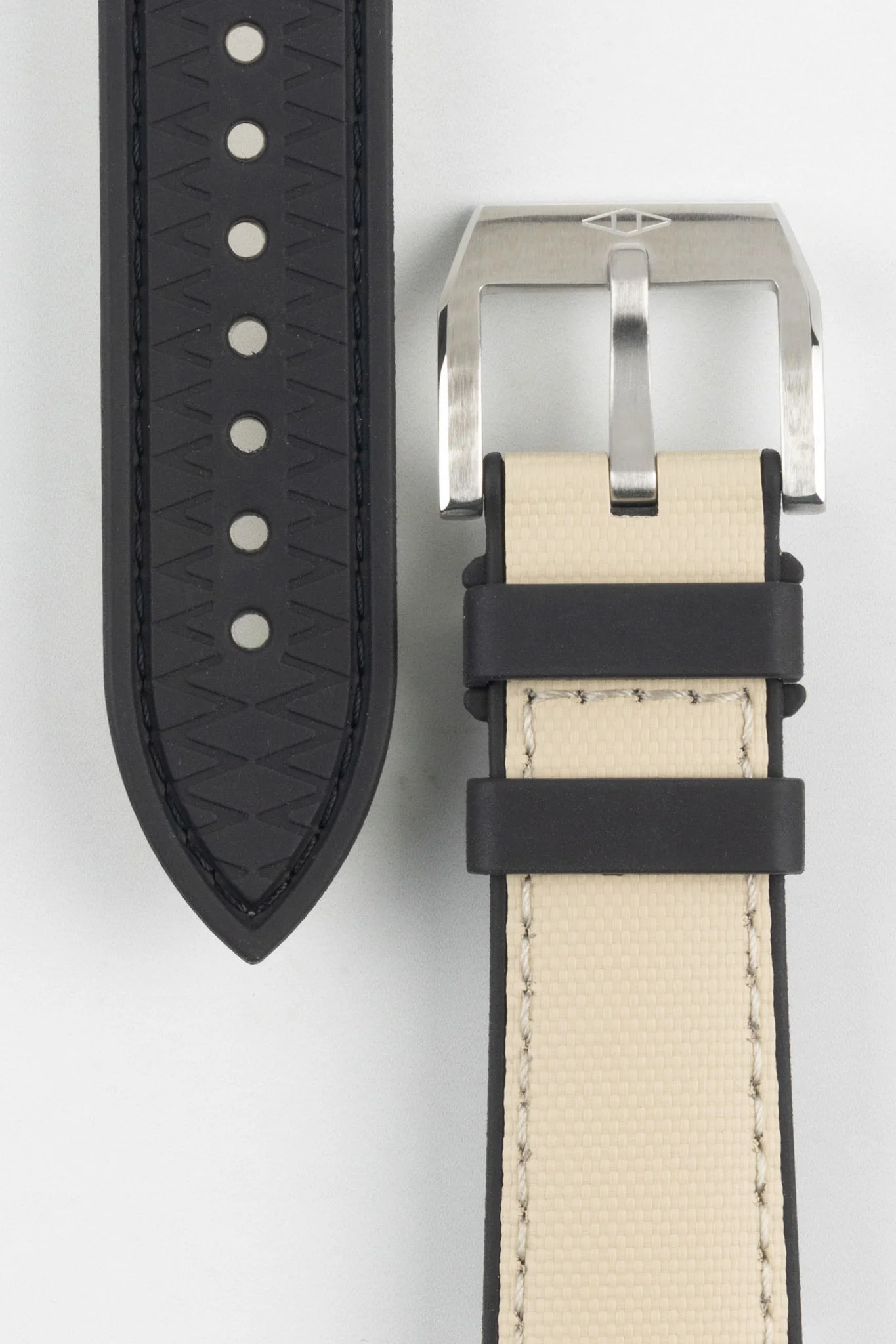 Artem Straps HydroFlex™ Beige Hybrid FKM Rubber Watch Strap with Beige Stitching - Image 3