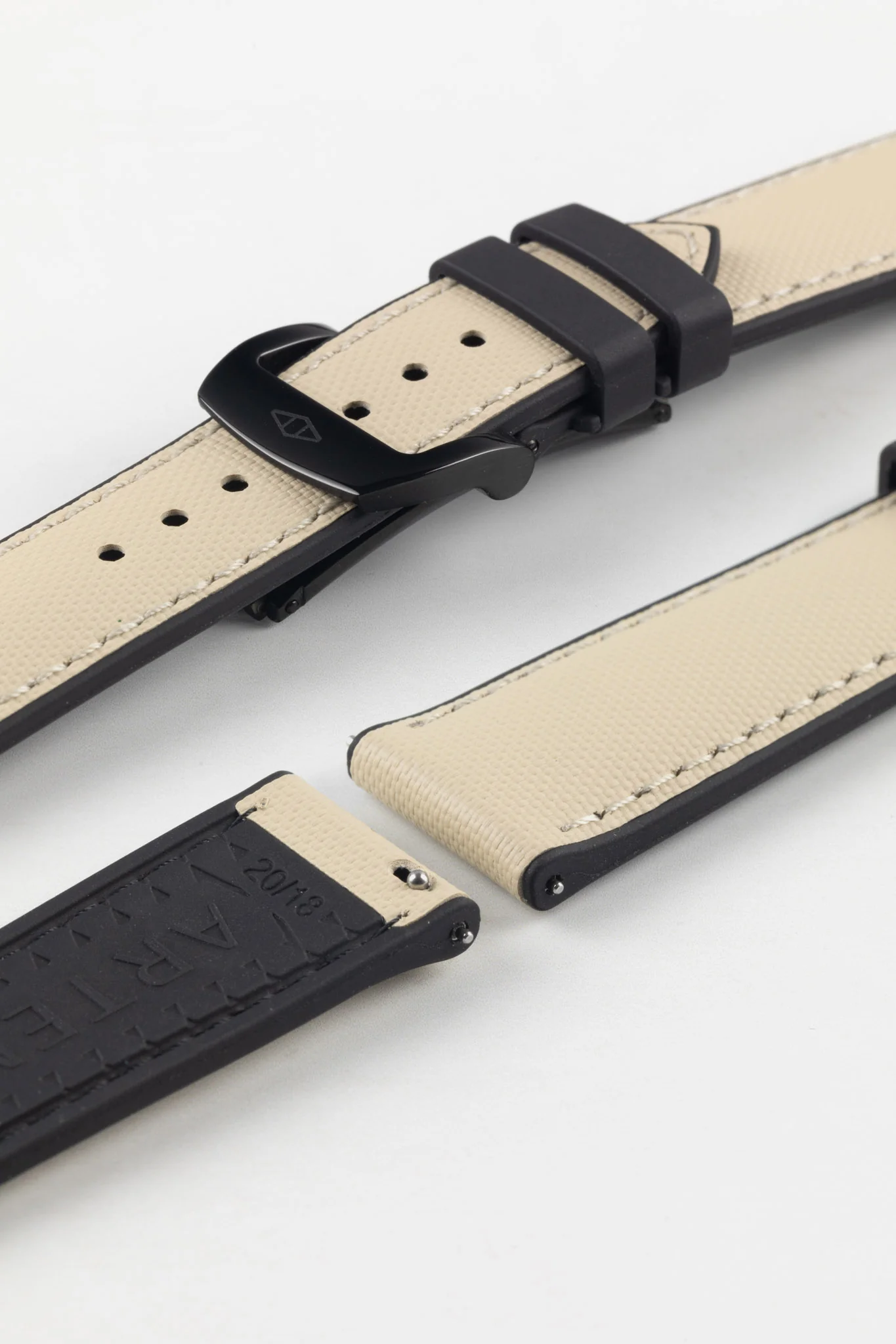 Artem Straps HydroFlex™ Beige Hybrid FKM Rubber Watch Strap with Beige Stitching - Image 7