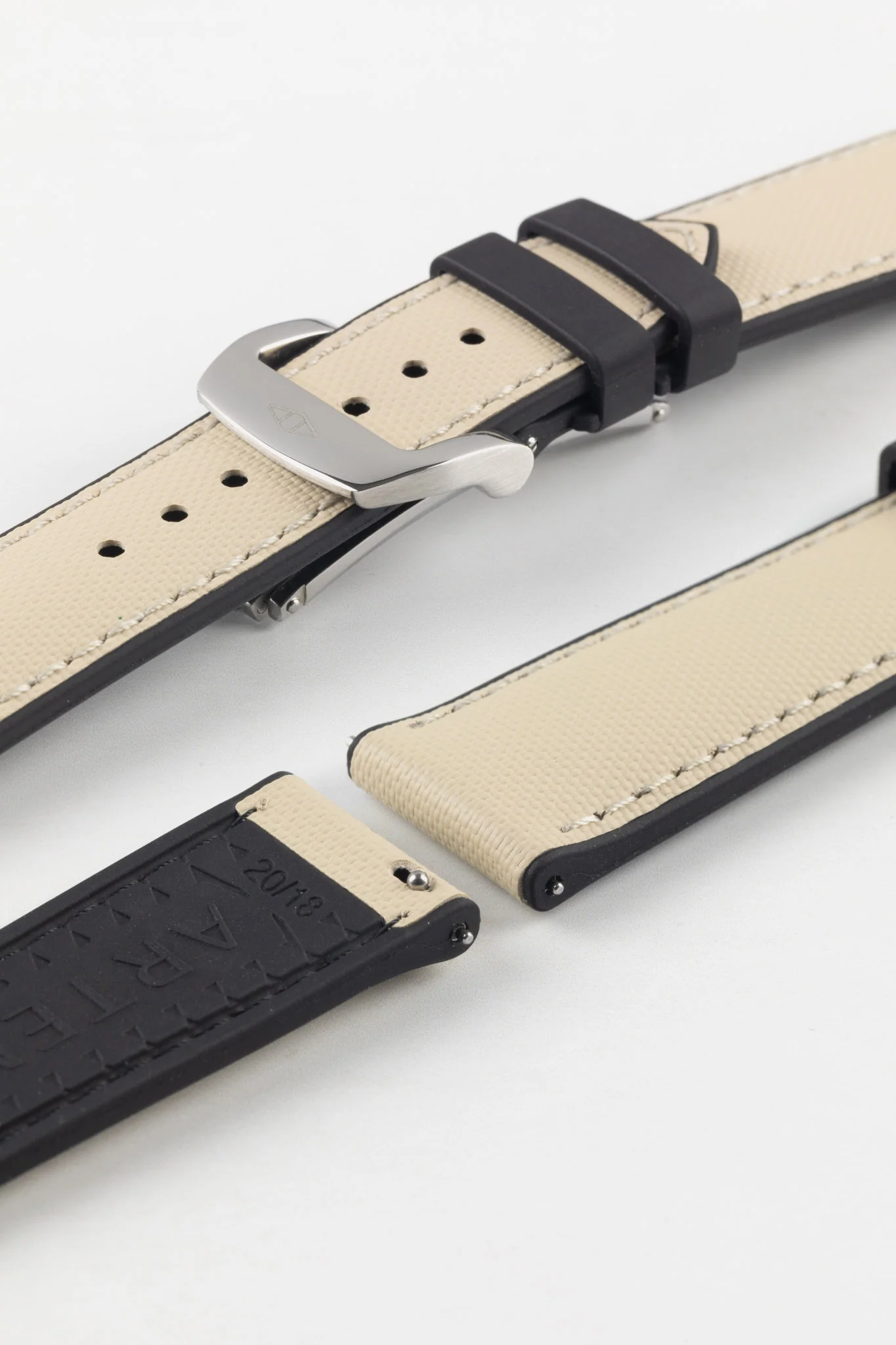 Artem Straps HydroFlex™ Beige Hybrid FKM Rubber Watch Strap with Beige Stitching - Image 9