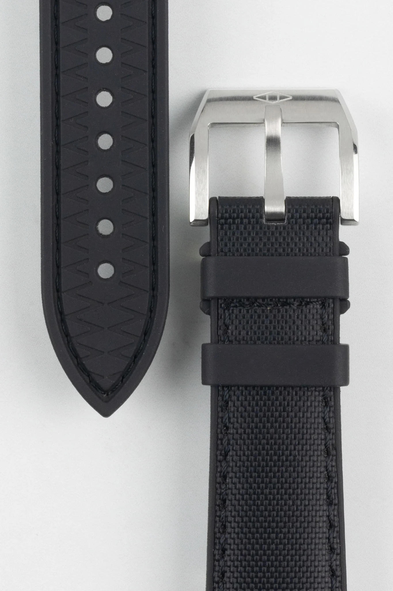 Artem Straps HydroFlex™ Black Hybrid FKM Rubber Watch Strap with Black Stitching - Image 3