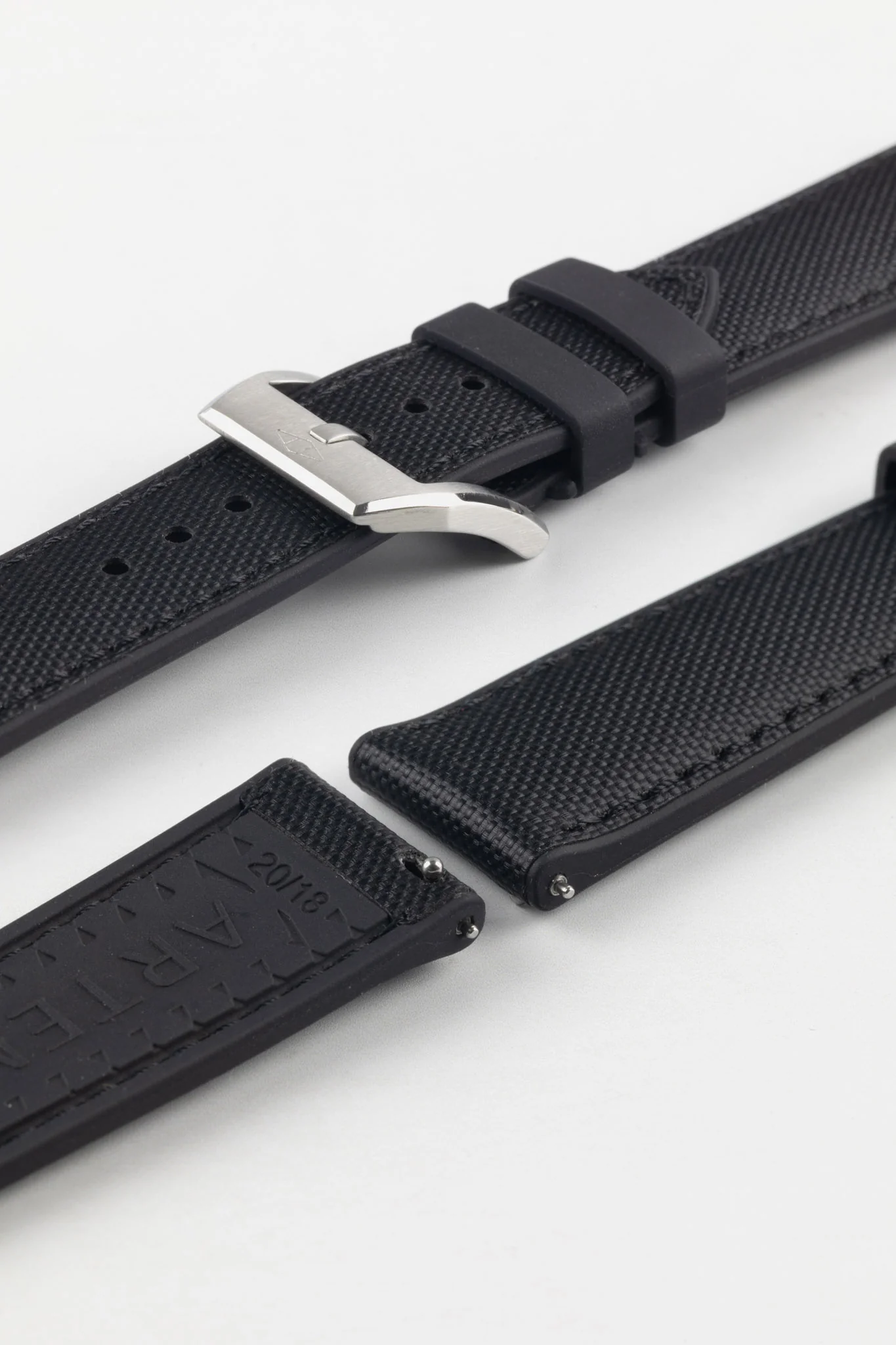Artem Straps HydroFlex™ Black Hybrid FKM Rubber Watch Strap with Black Stitching - Image 8