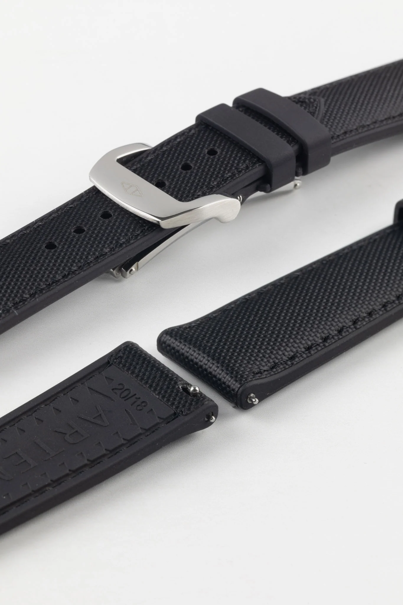 Artem Straps HydroFlex™ Black Hybrid FKM Rubber Watch Strap with Black Stitching - Image 9