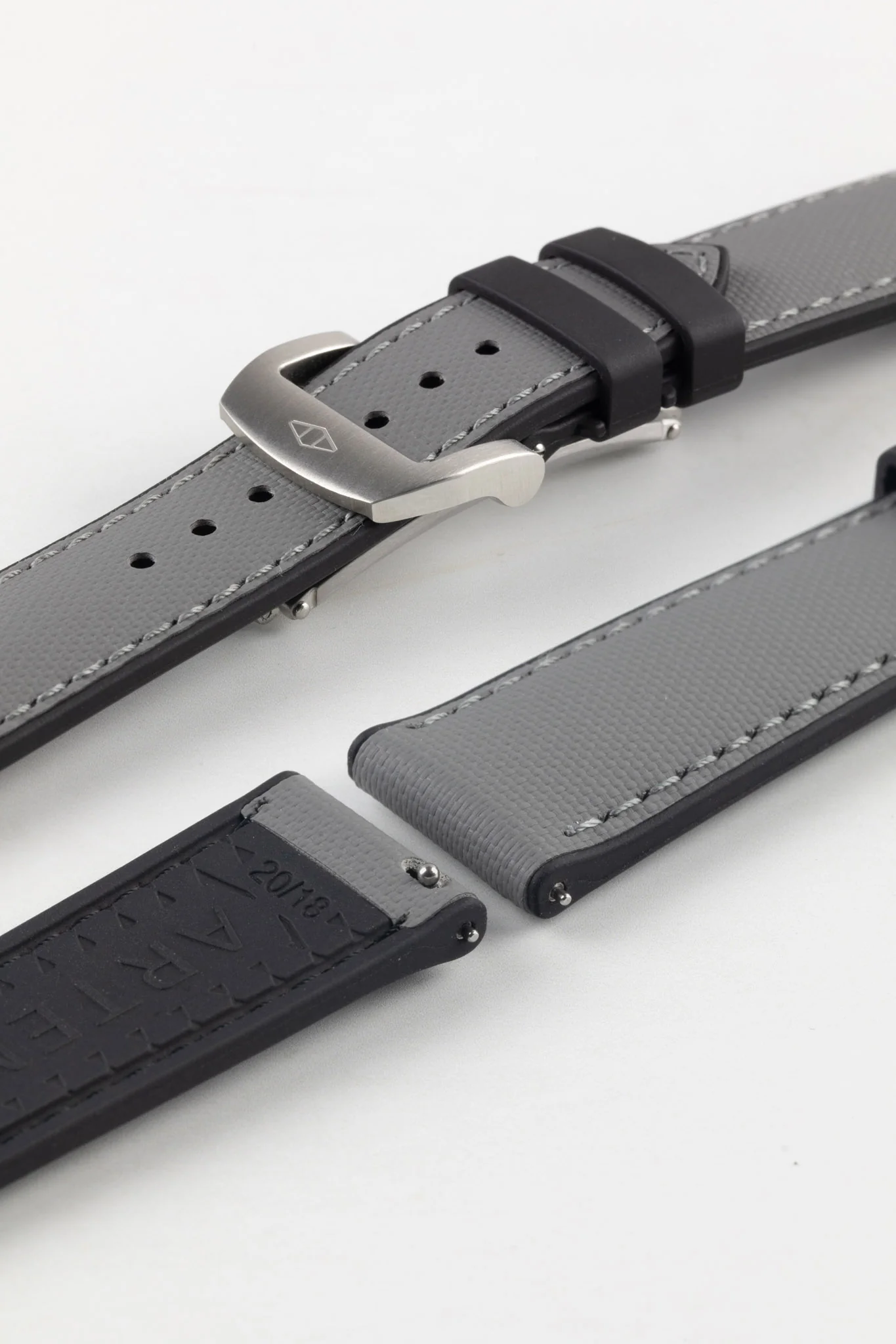 Artem Straps HydroFlex™ Grey Hybrid FKM Rubber Watch Strap with Grey Stitching - Image 10
