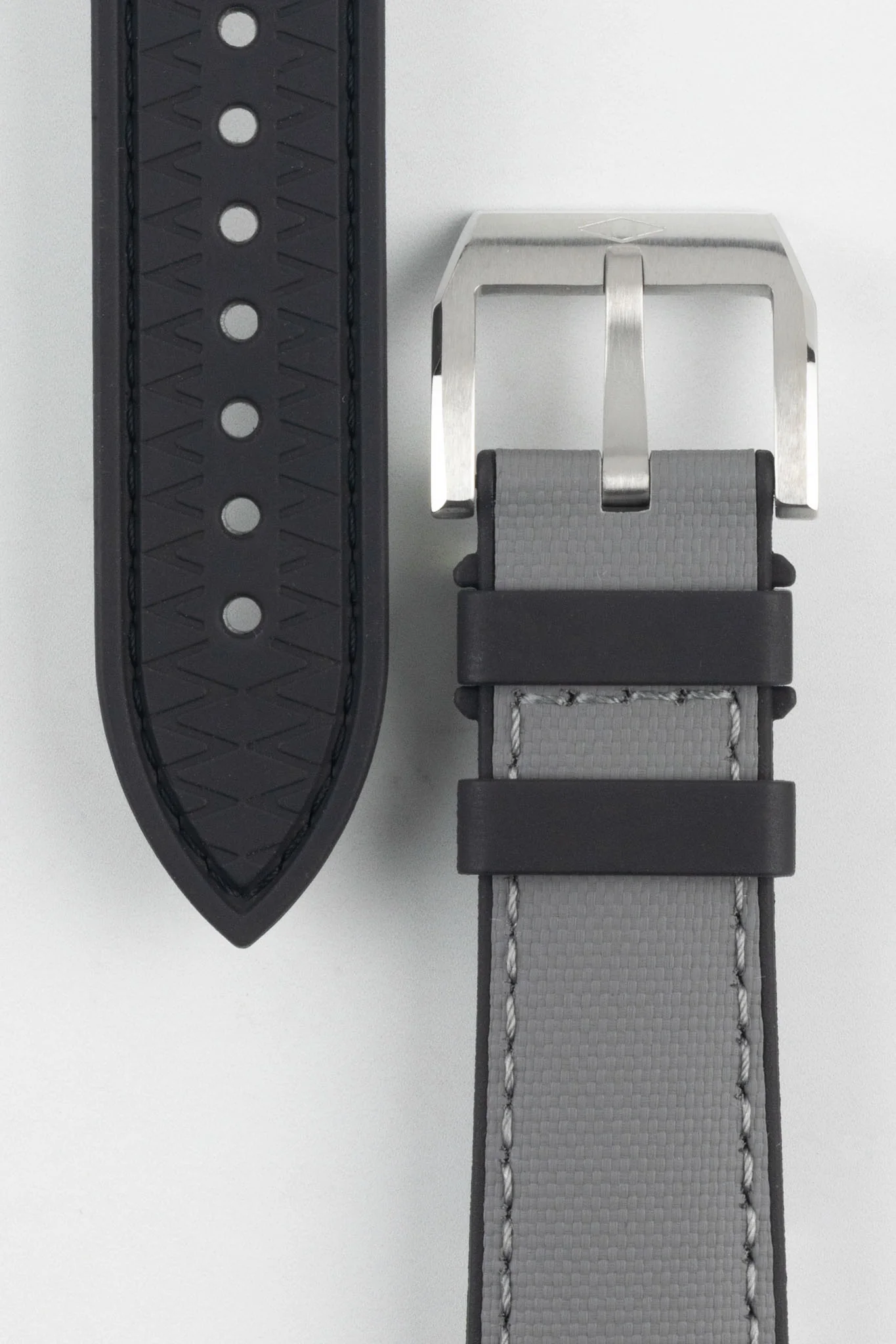 Artem Straps HydroFlex™ Grey Hybrid FKM Rubber Watch Strap with Grey Stitching - Image 3