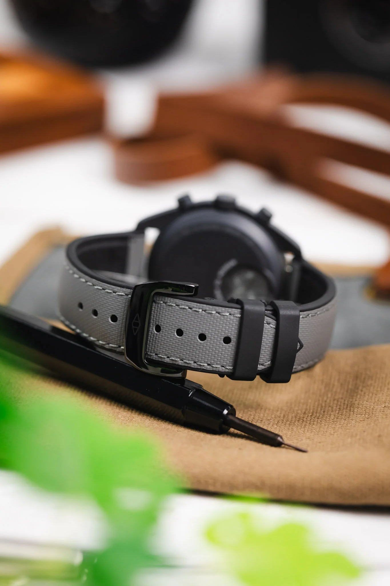 Artem Straps HydroFlex™ Grey Hybrid FKM Rubber Watch Strap with Grey Stitching - Image 6