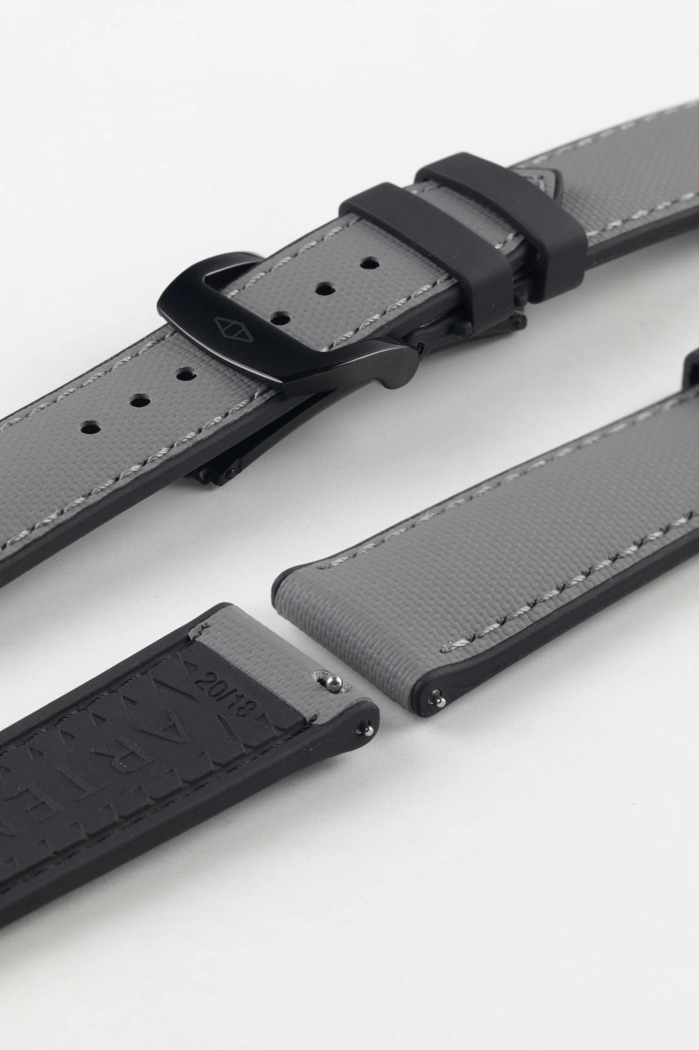 Artem Straps HydroFlex™ Grey Hybrid FKM Rubber Watch Strap with Grey Stitching - Image 7