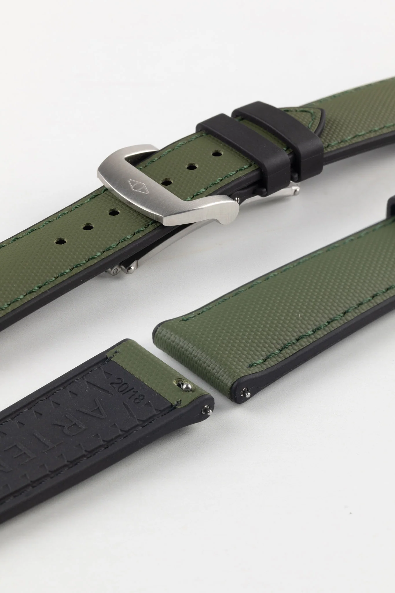 Artem Straps HydroFlex™ Khaki Hybrid FKM Rubber Watch Strap with Khaki Stitching - Image 10