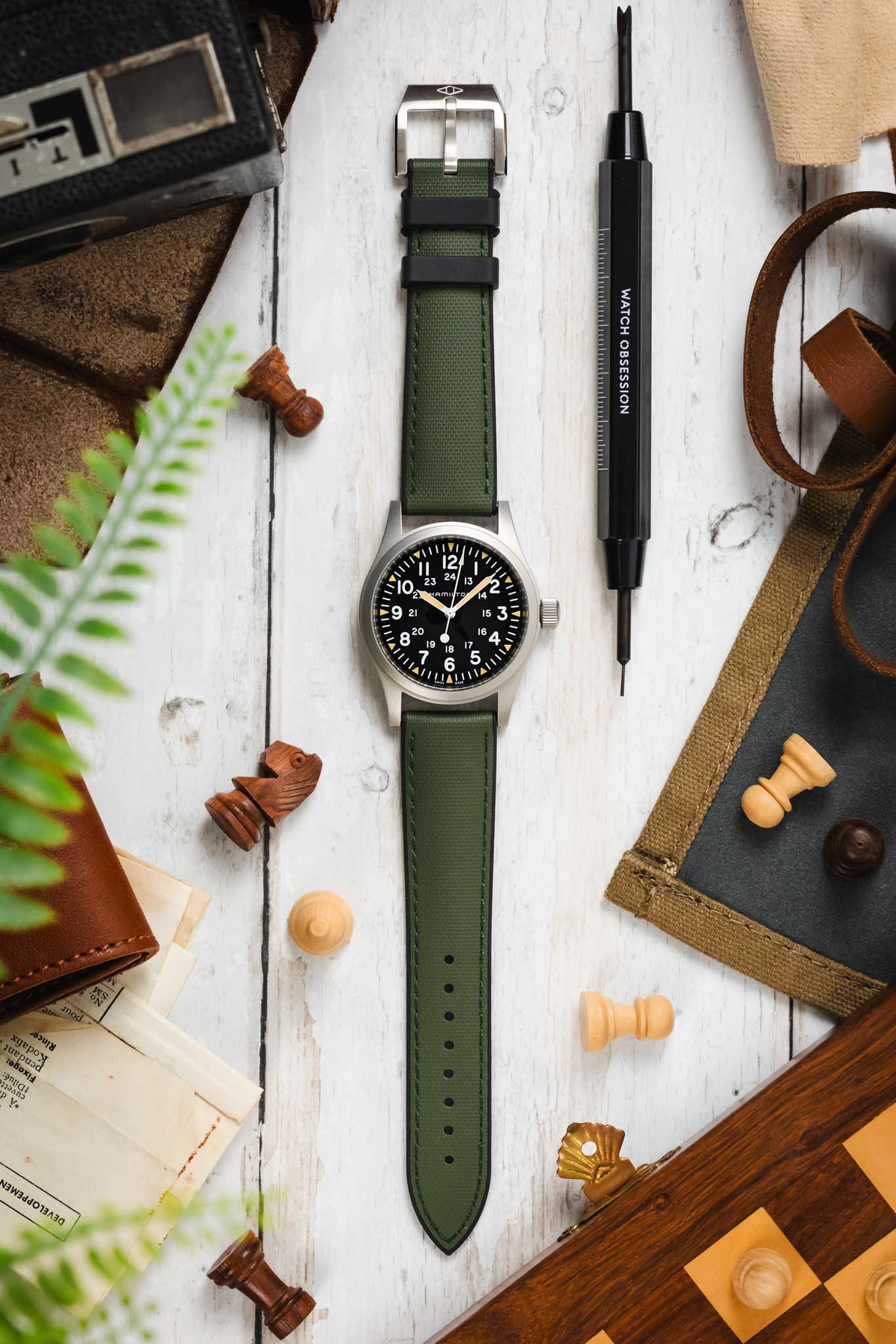 Artem Straps HydroFlex™ Khaki Hybrid FKM Rubber Watch Strap with Khaki Stitching - Image 11
