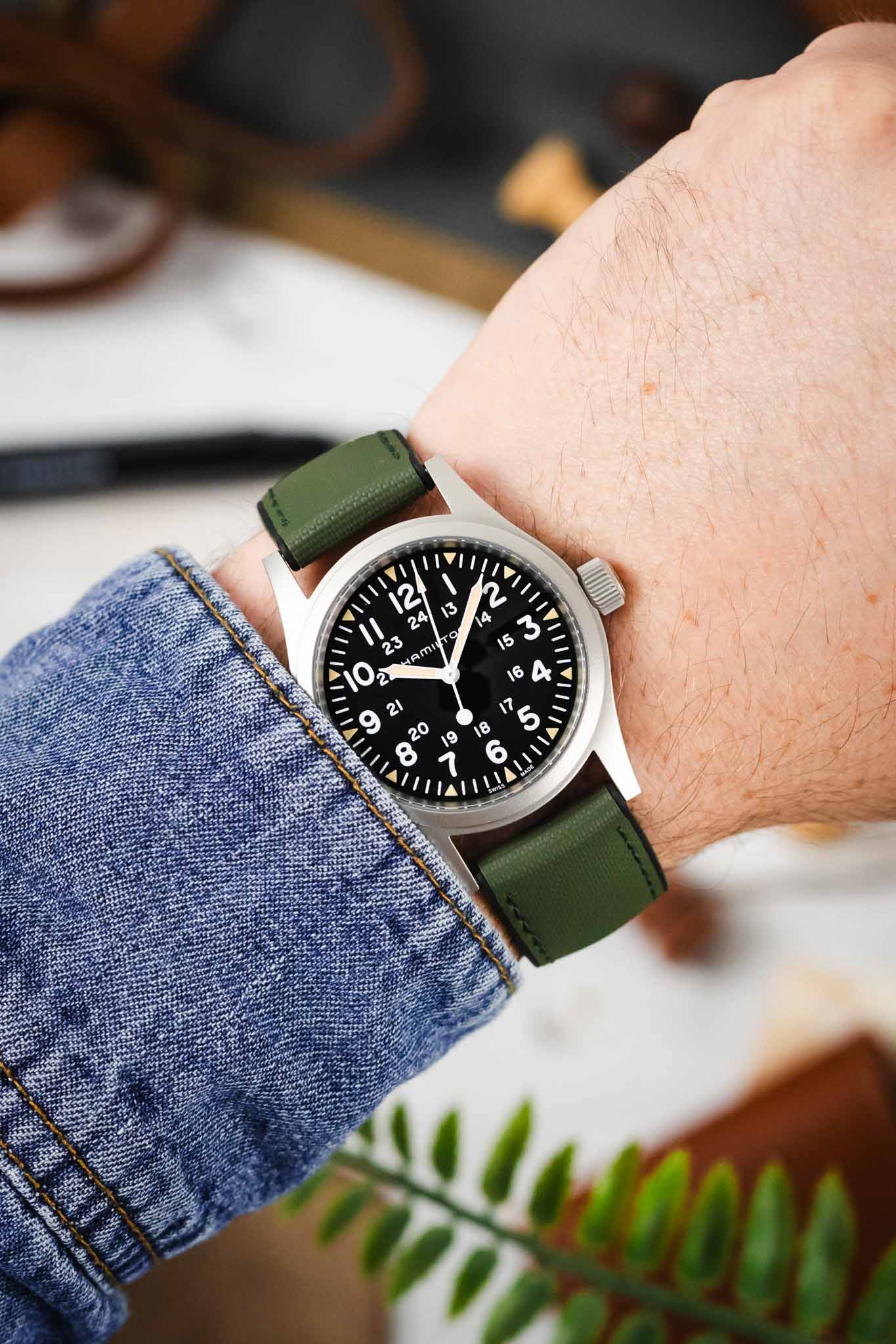 Artem Straps HydroFlex™ Khaki Hybrid FKM Rubber Watch Strap with Khaki Stitching - Image 2