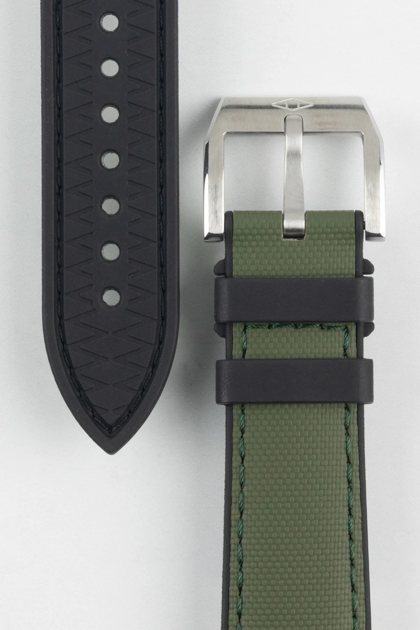Artem Straps HydroFlex™ Khaki Hybrid FKM Rubber Watch Strap with Khaki Stitching - Image 3
