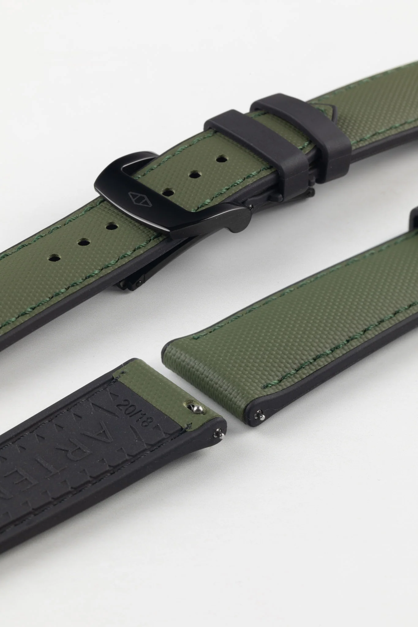 Artem Straps HydroFlex™ Khaki Hybrid FKM Rubber Watch Strap with Khaki Stitching - Image 7