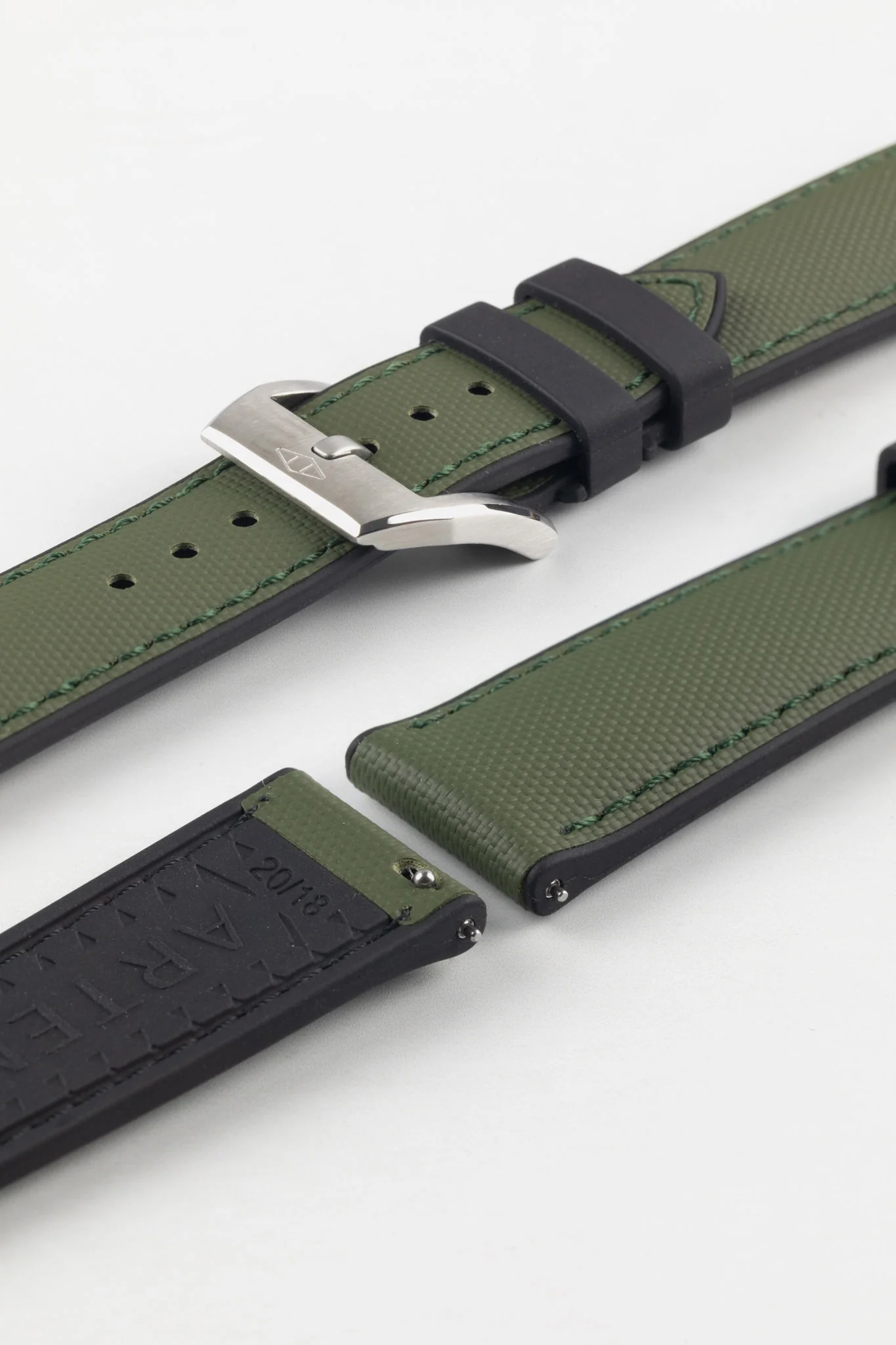 Artem Straps HydroFlex™ Khaki Hybrid FKM Rubber Watch Strap with Khaki Stitching - Image 8