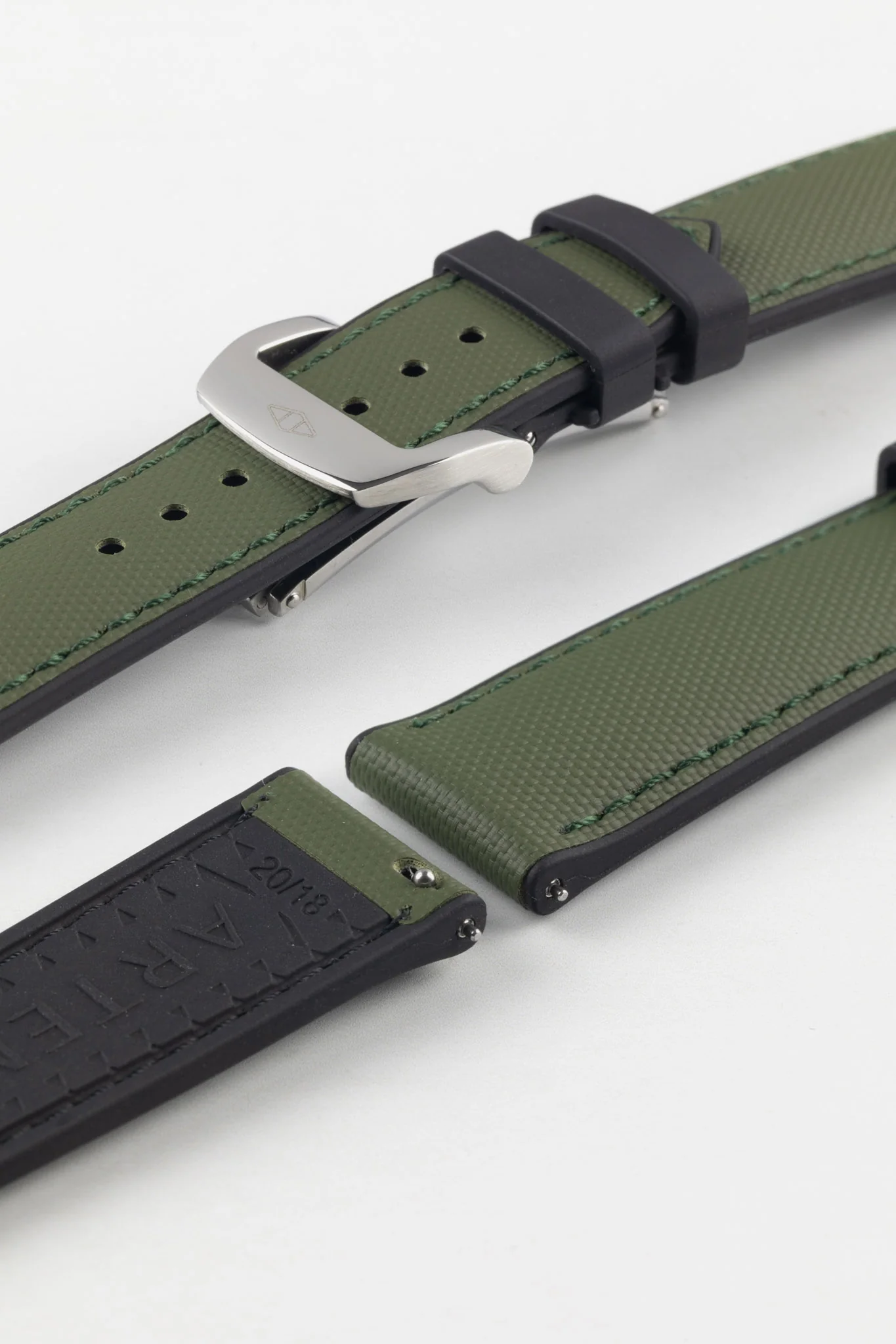 Artem Straps HydroFlex™ Khaki Hybrid FKM Rubber Watch Strap with Khaki Stitching - Image 9