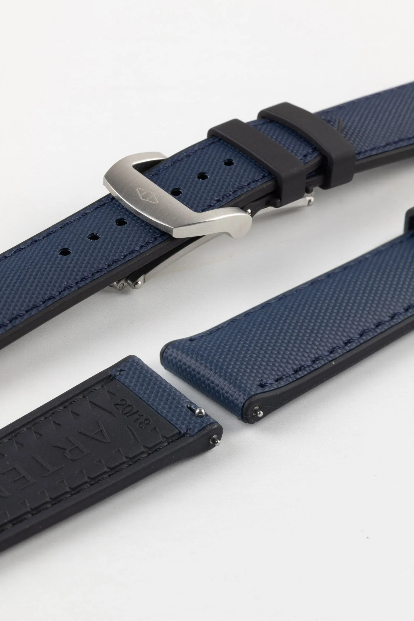 Artem Straps HydroFlex™ Navy Hybrid FKM Rubber Watch Strap with Navy Stitching - Image 10