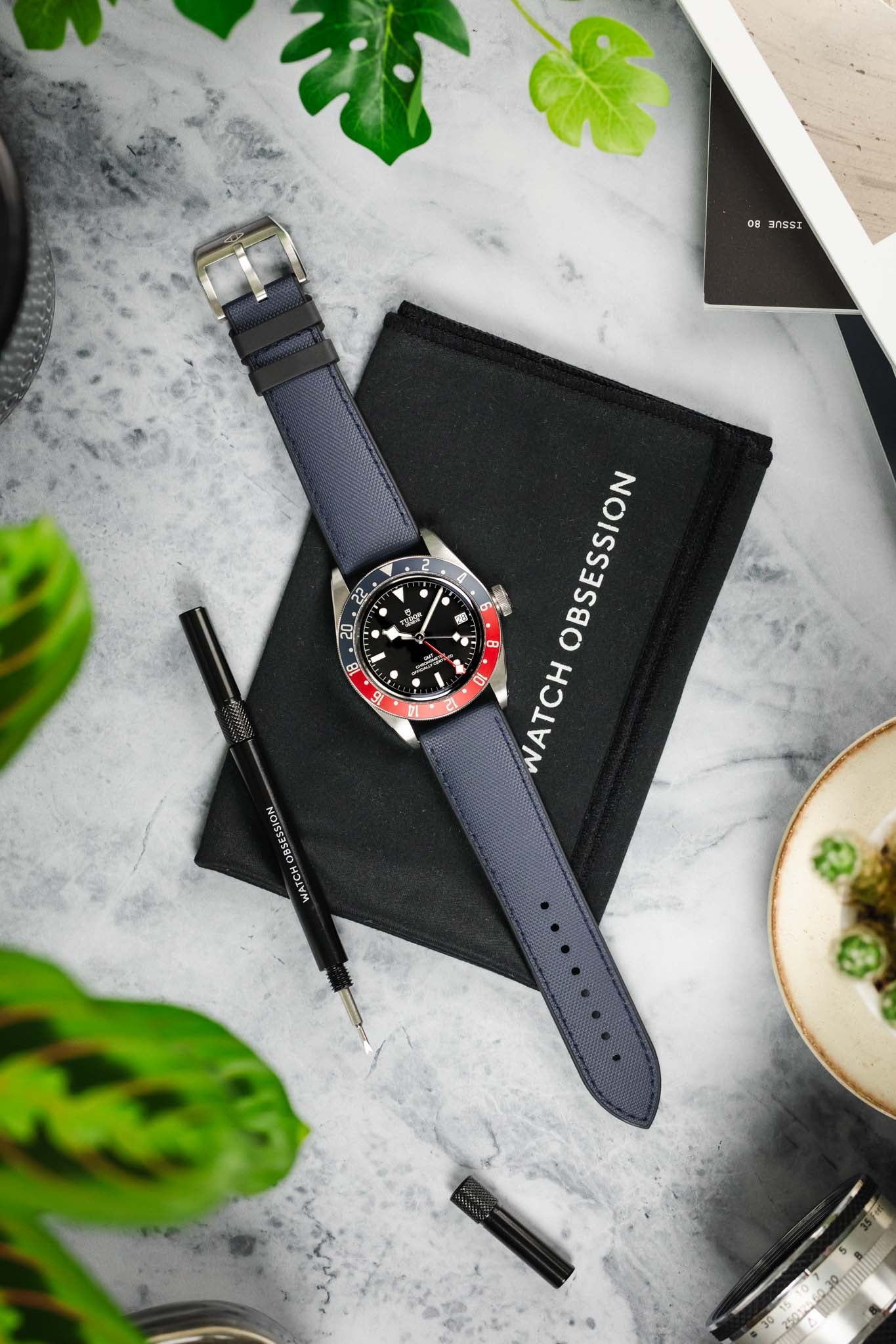 Artem Straps HydroFlex™ Navy Hybrid FKM Rubber Watch Strap with Navy Stitching - Image 11