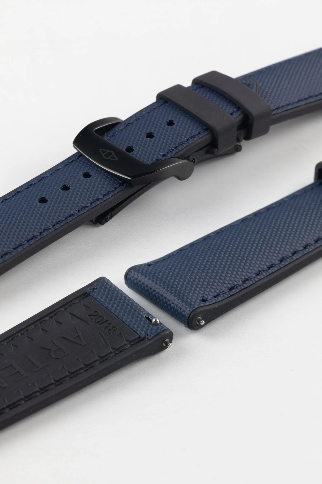 Artem Straps HydroFlex™ Navy Hybrid FKM Rubber Watch Strap with Navy Stitching - Image 7