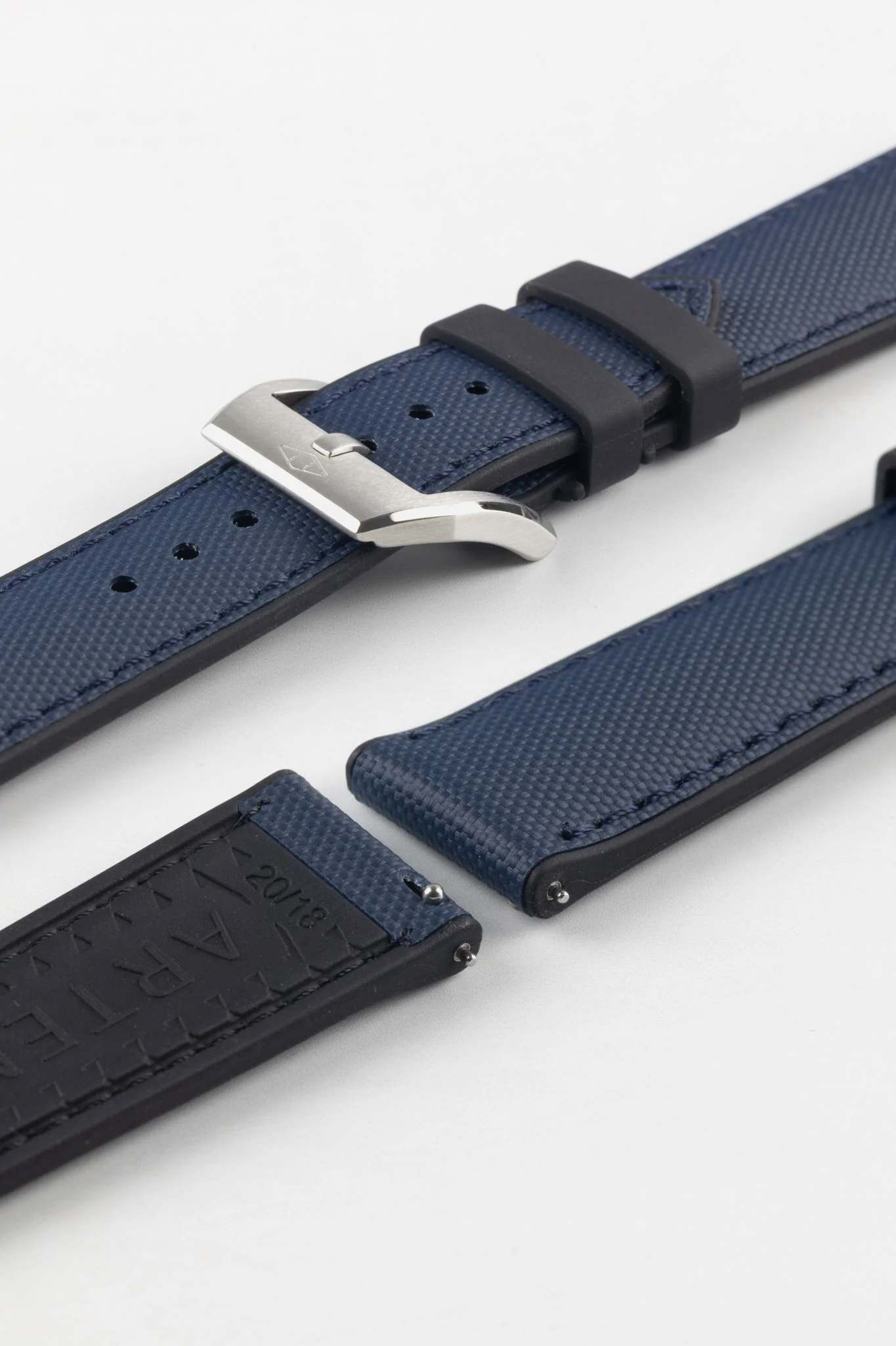 Artem Straps HydroFlex™ Navy Hybrid FKM Rubber Watch Strap with Navy Stitching - Image 8