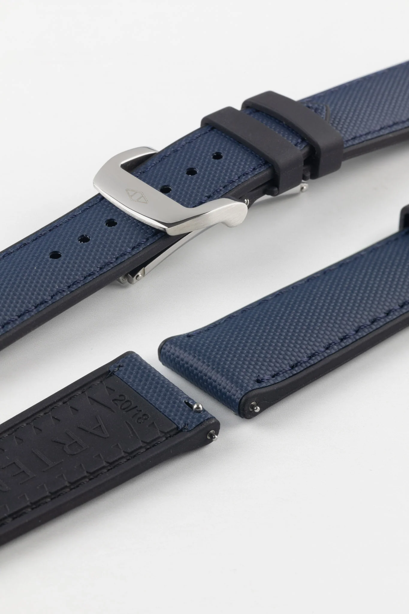 Artem Straps HydroFlex™ Navy Hybrid FKM Rubber Watch Strap with Navy Stitching - Image 9