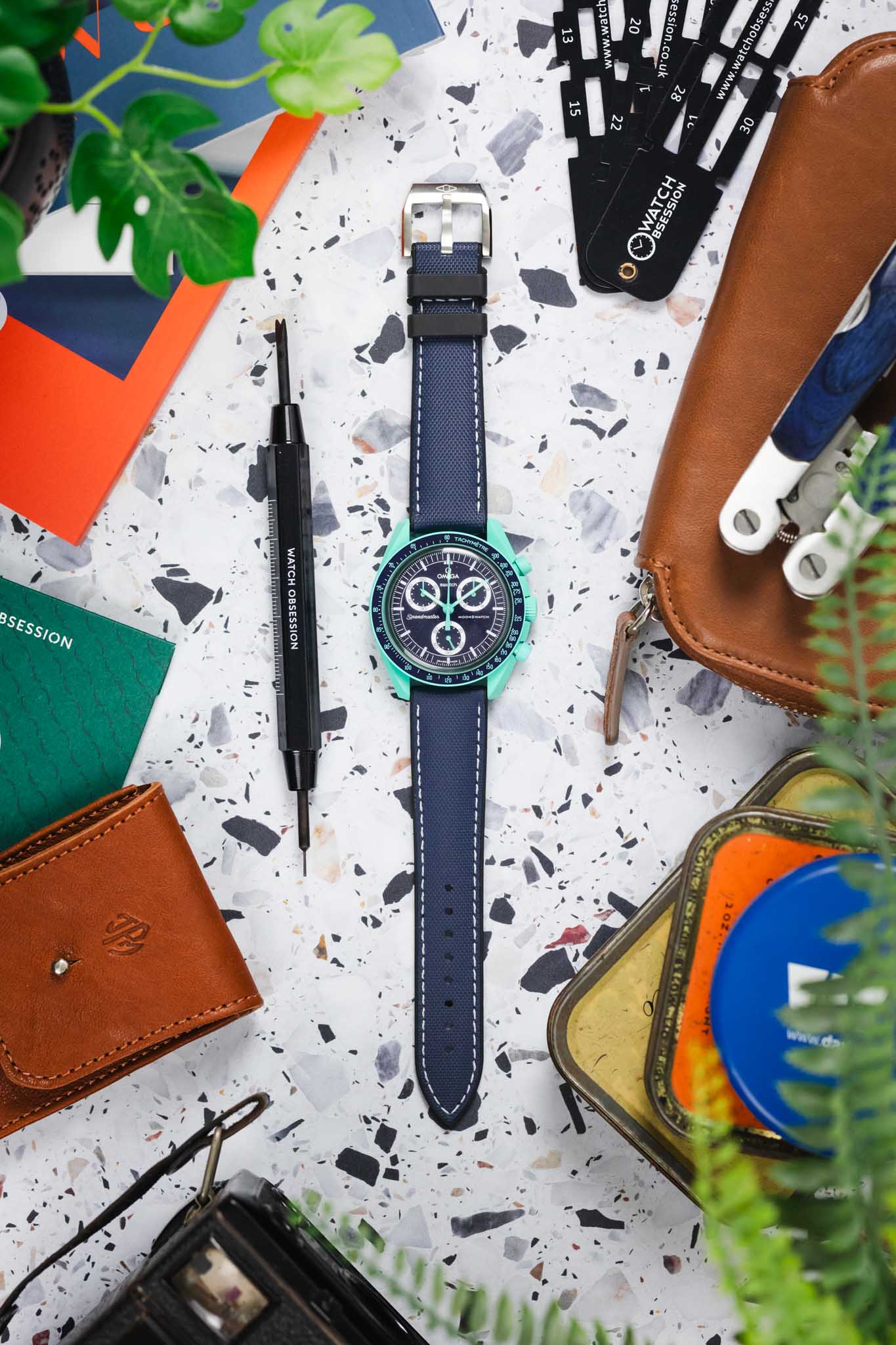 Artem Straps HydroFlex™ Navy Hybrid FKM Rubber Watch Strap with White Stitching - Image 11