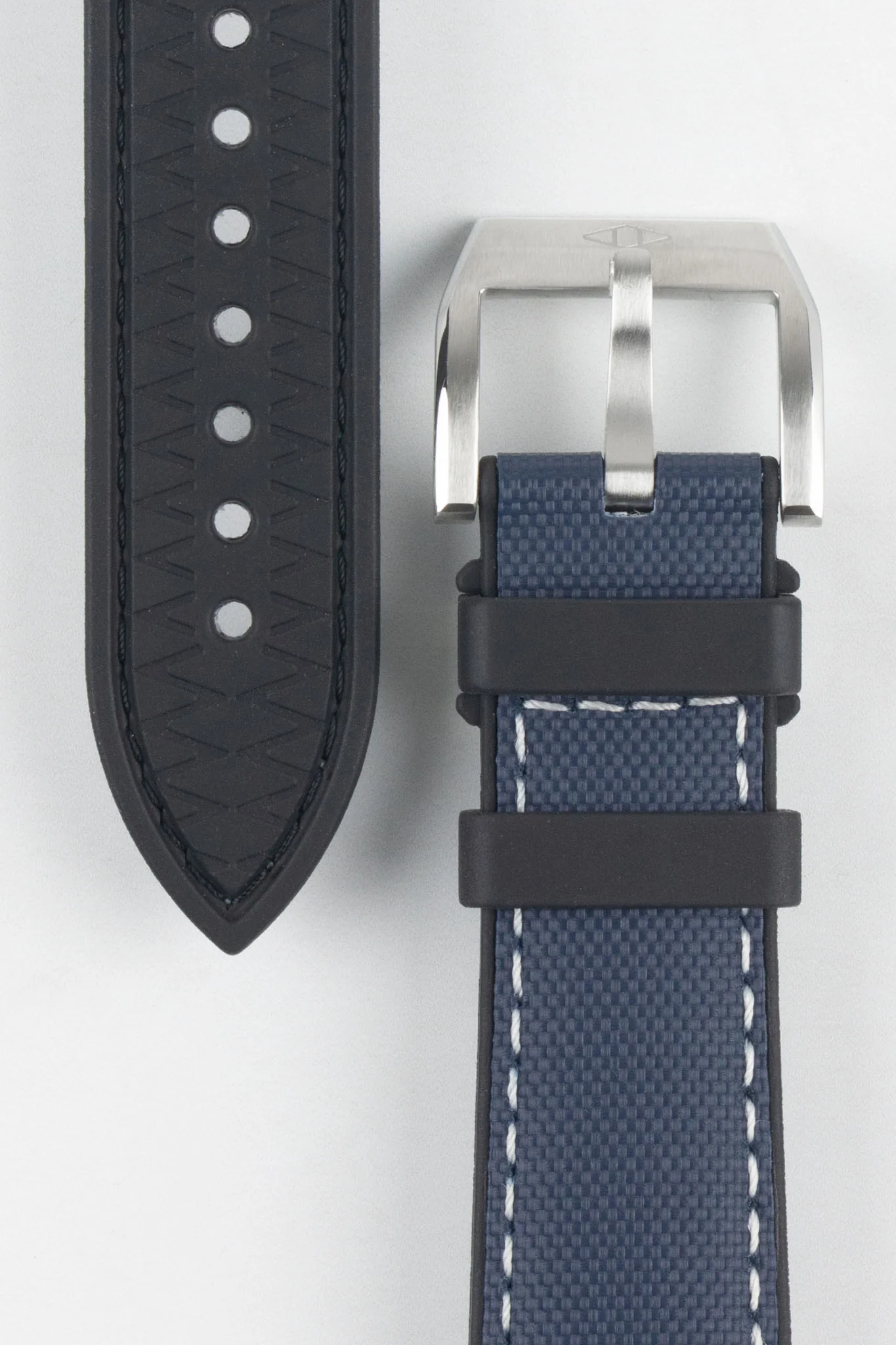 Artem Straps HydroFlex™ Navy Hybrid FKM Rubber Watch Strap with White Stitching - Image 3
