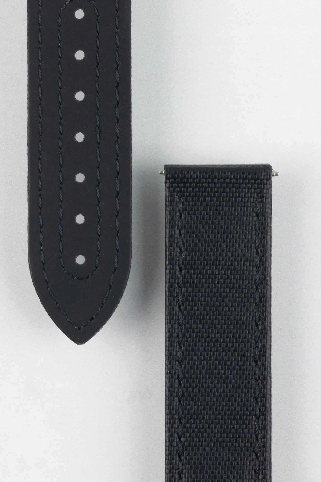 Artem Straps Loop-less™ Black Sailcloth Watch Strap with Black Stitching - Image 3