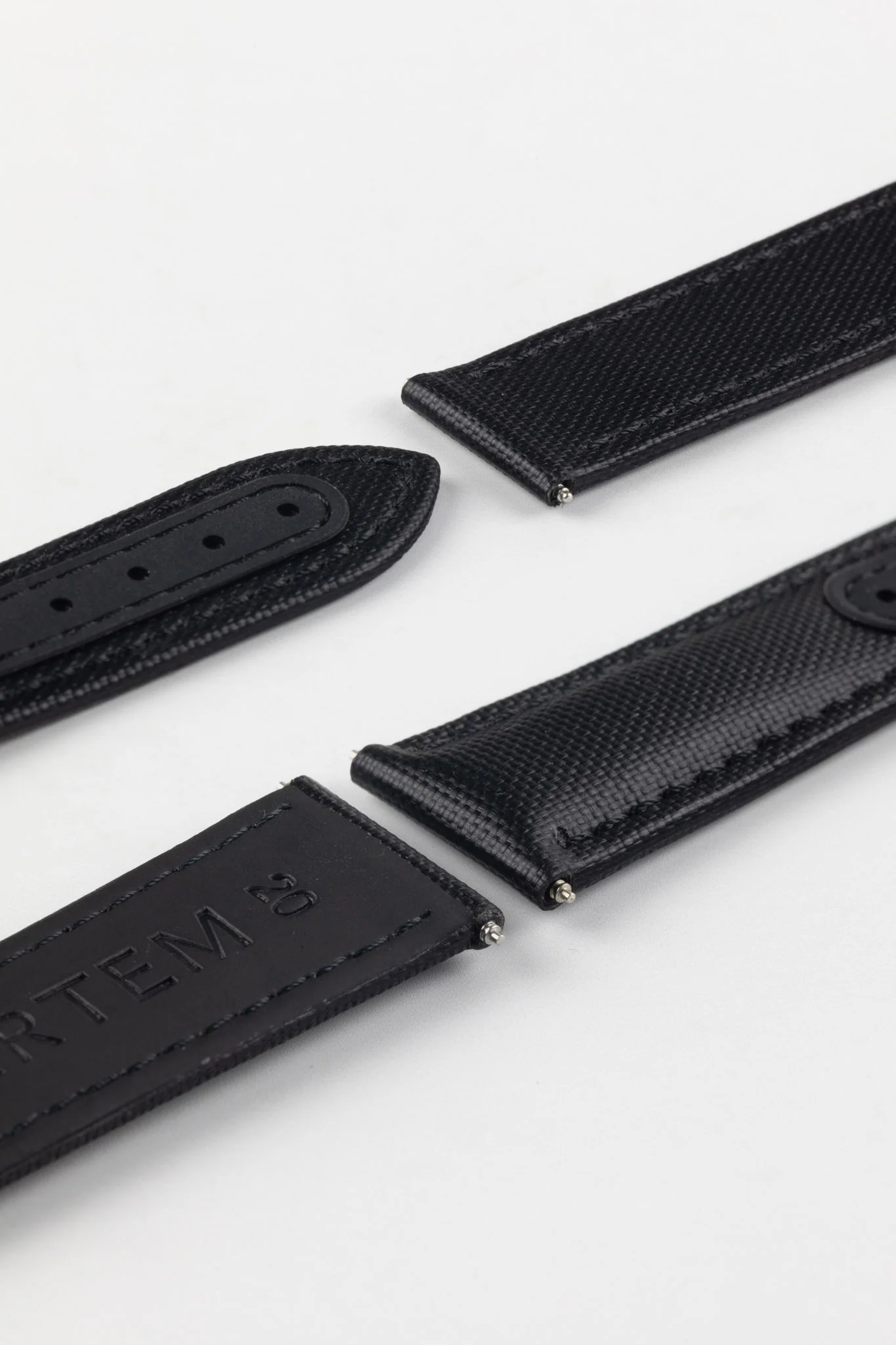 Artem Straps Loop-less™ Black Sailcloth Watch Strap with Black Stitching - Image 5