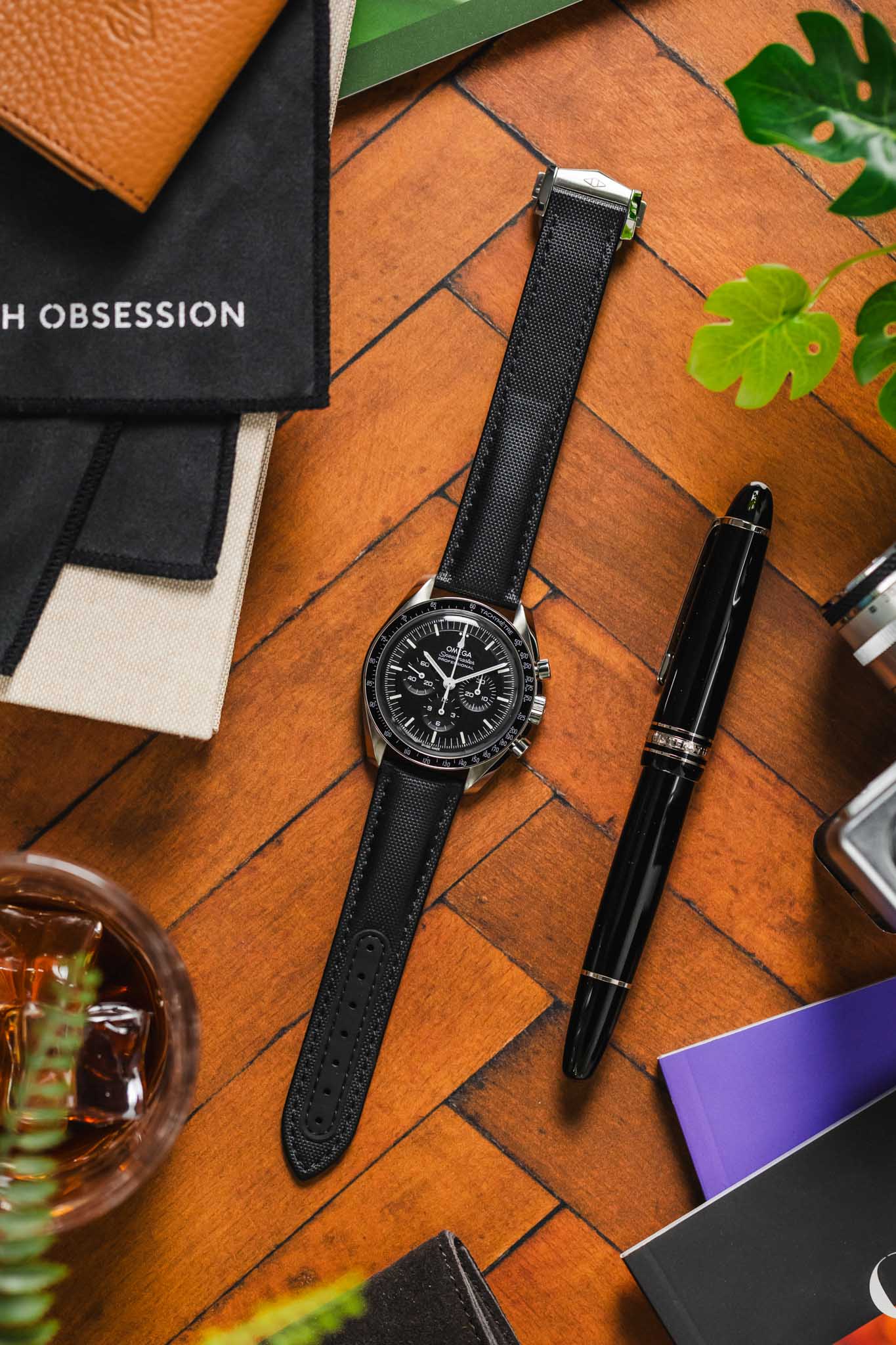Artem Straps Loop-less™ Black Sailcloth Watch Strap with Black Stitching - Image 8